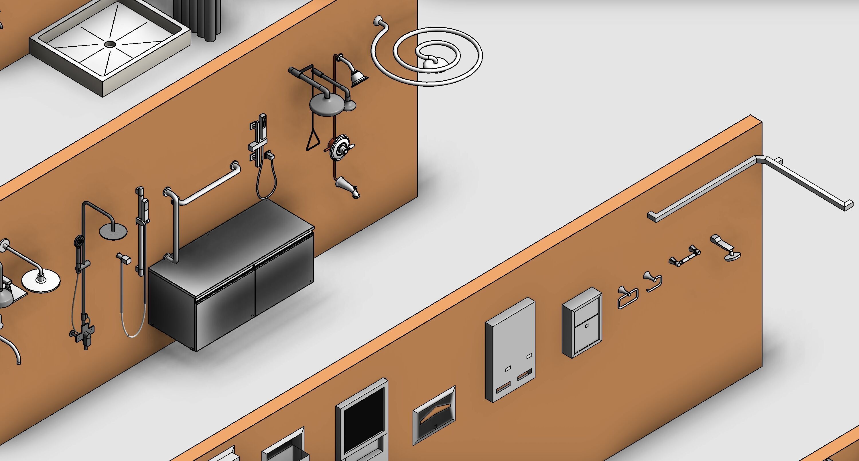 Bathroom Washroom Revit Family Parameter 3D Model 3D model_16