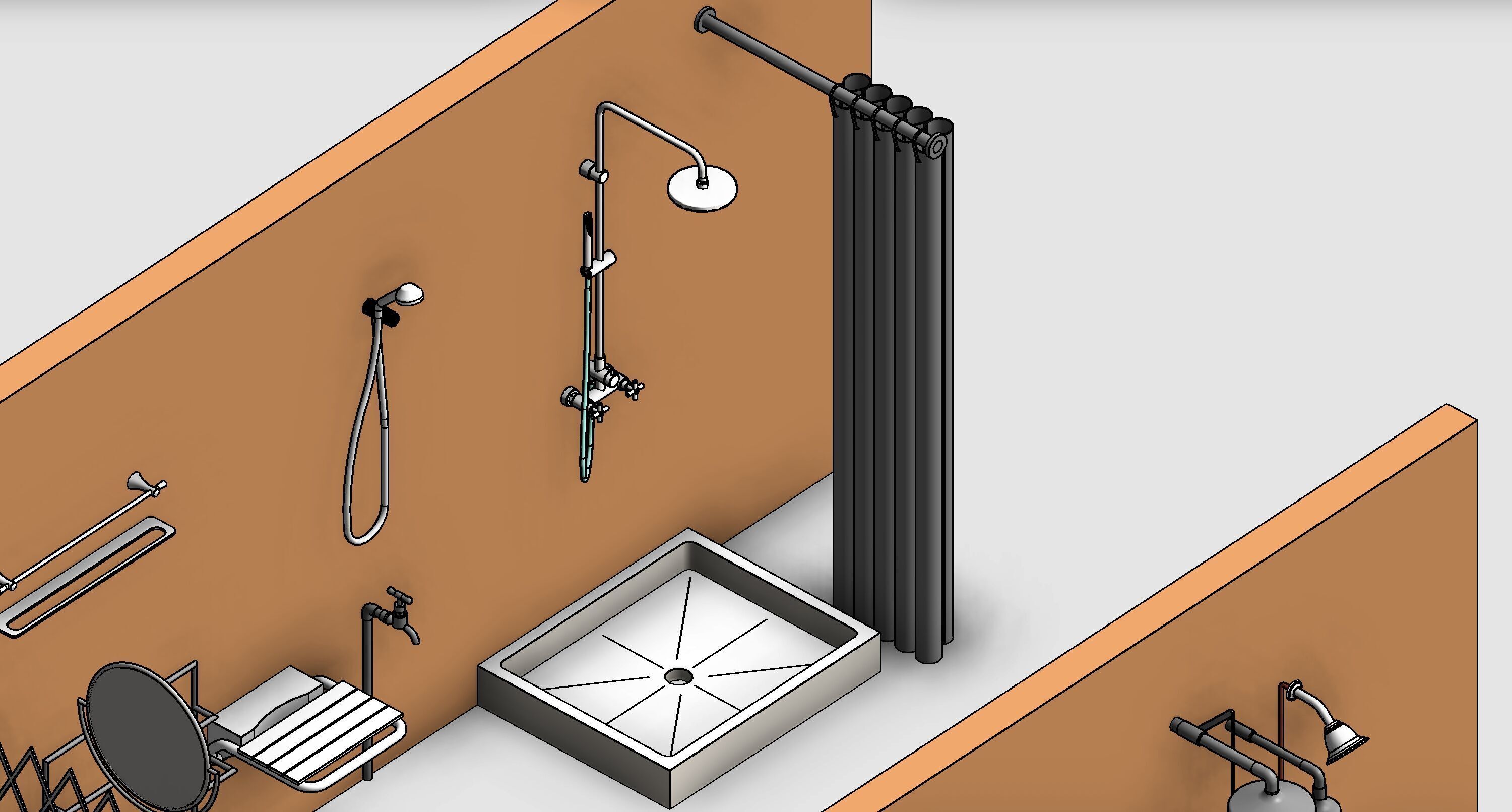 Bathroom Washroom Revit Family Parameter 3D Model 3D model_10