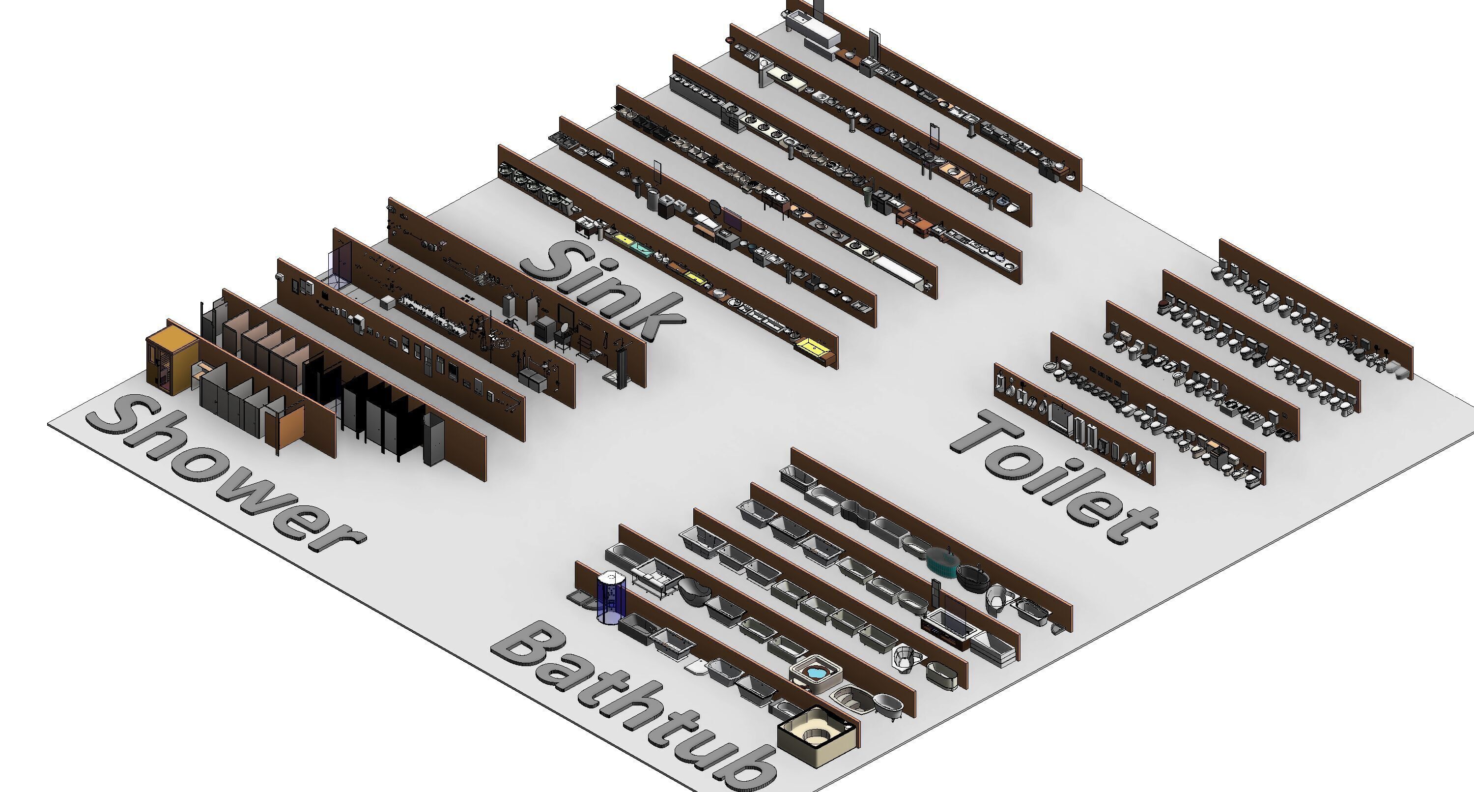 Bathroom Washroom Revit Family Parameter 3D Model 3D model_1