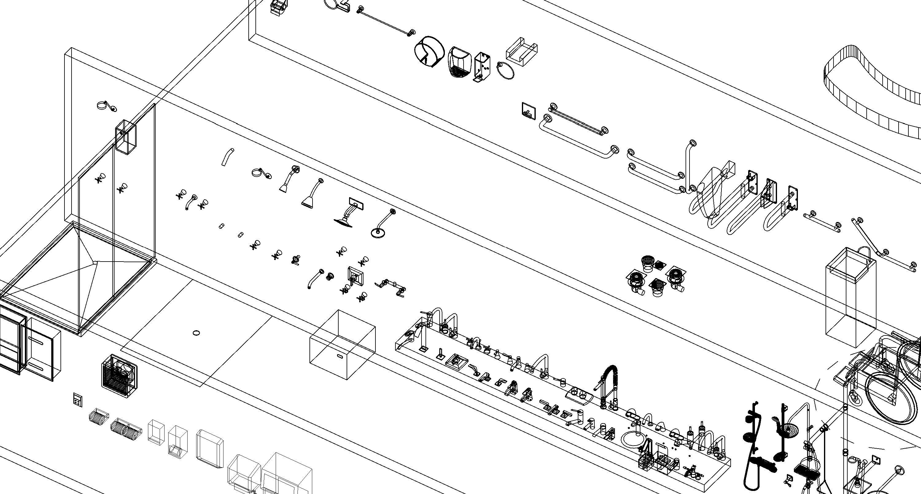 Bathroom Washroom Revit Family Parameter 3D Model 3D model_53