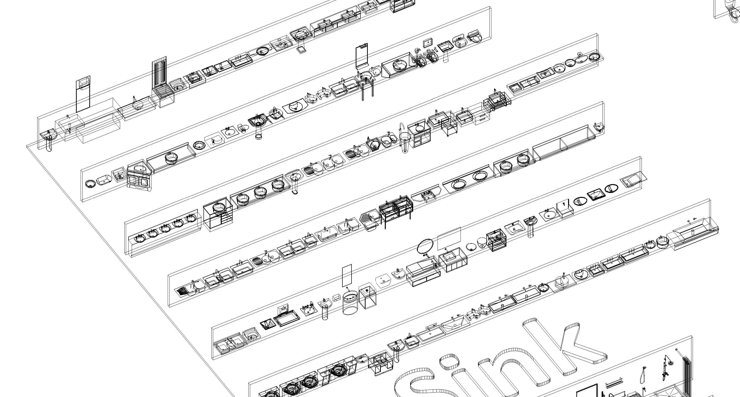 Bathroom Washroom Revit Family Parameter 3D Model 3D model_59