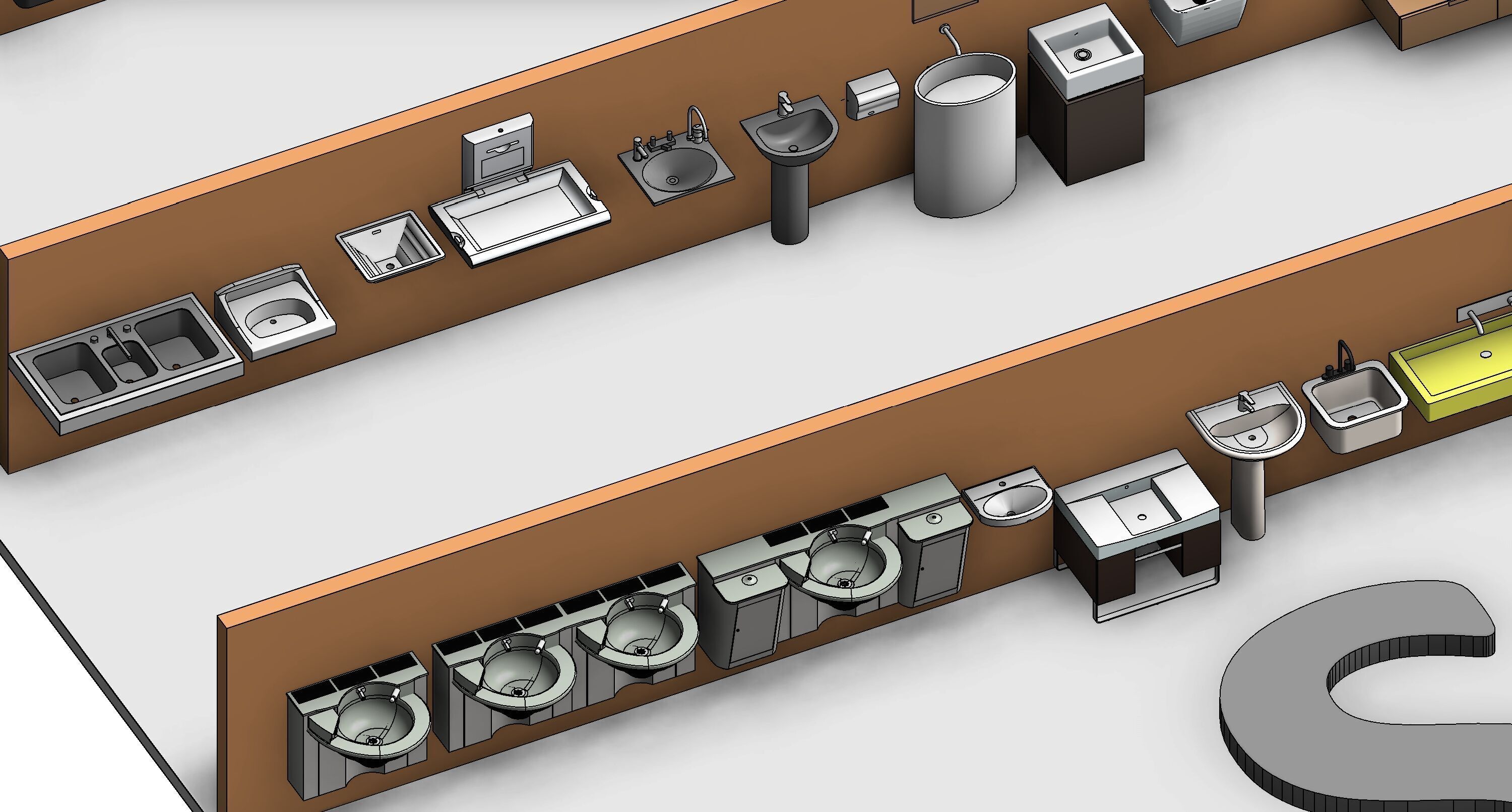 Bathroom Washroom Revit Family Parameter 3D Model 3D model_27