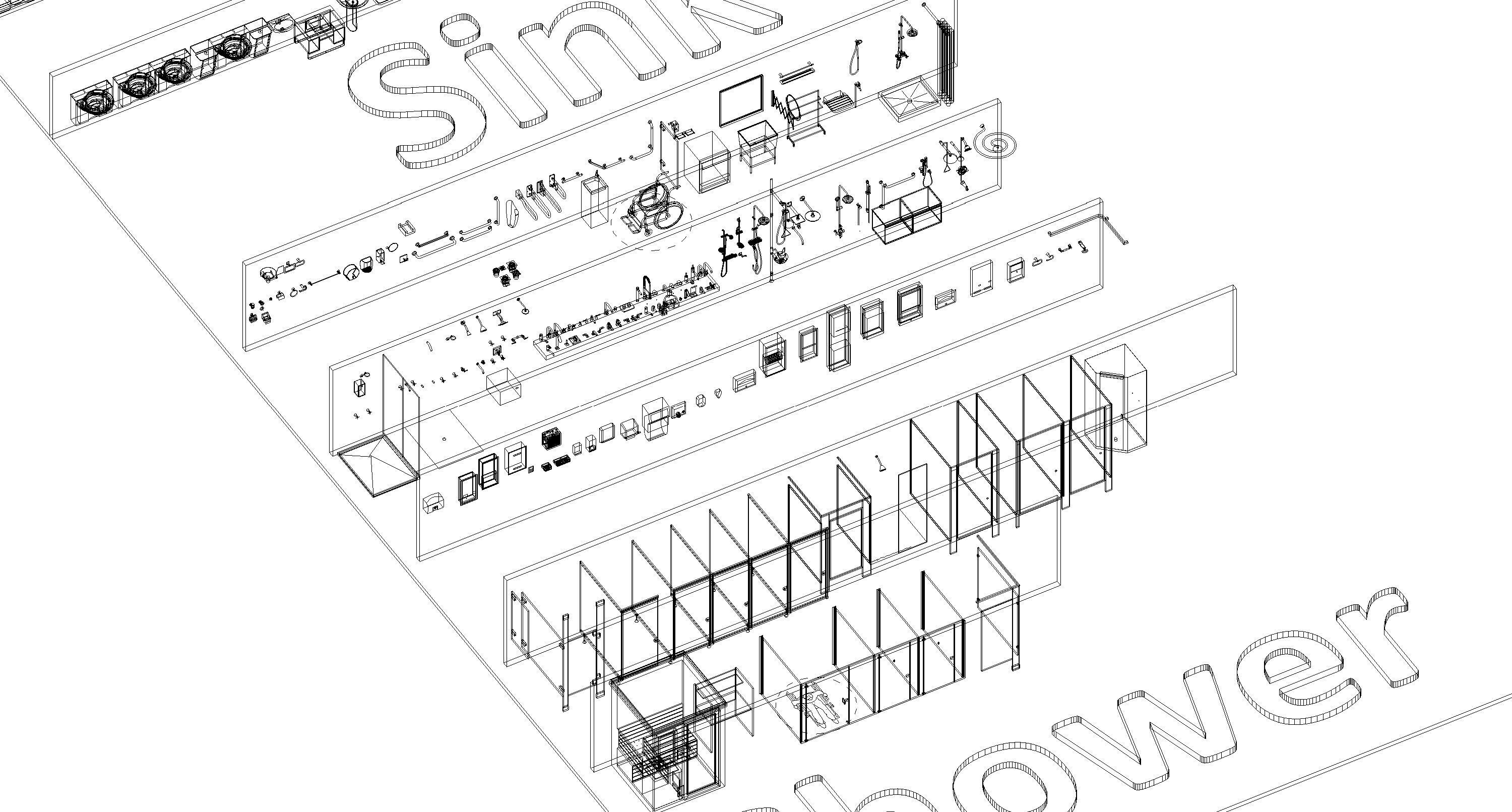 Bathroom Washroom Revit Family Parameter 3D Model 3D model_58