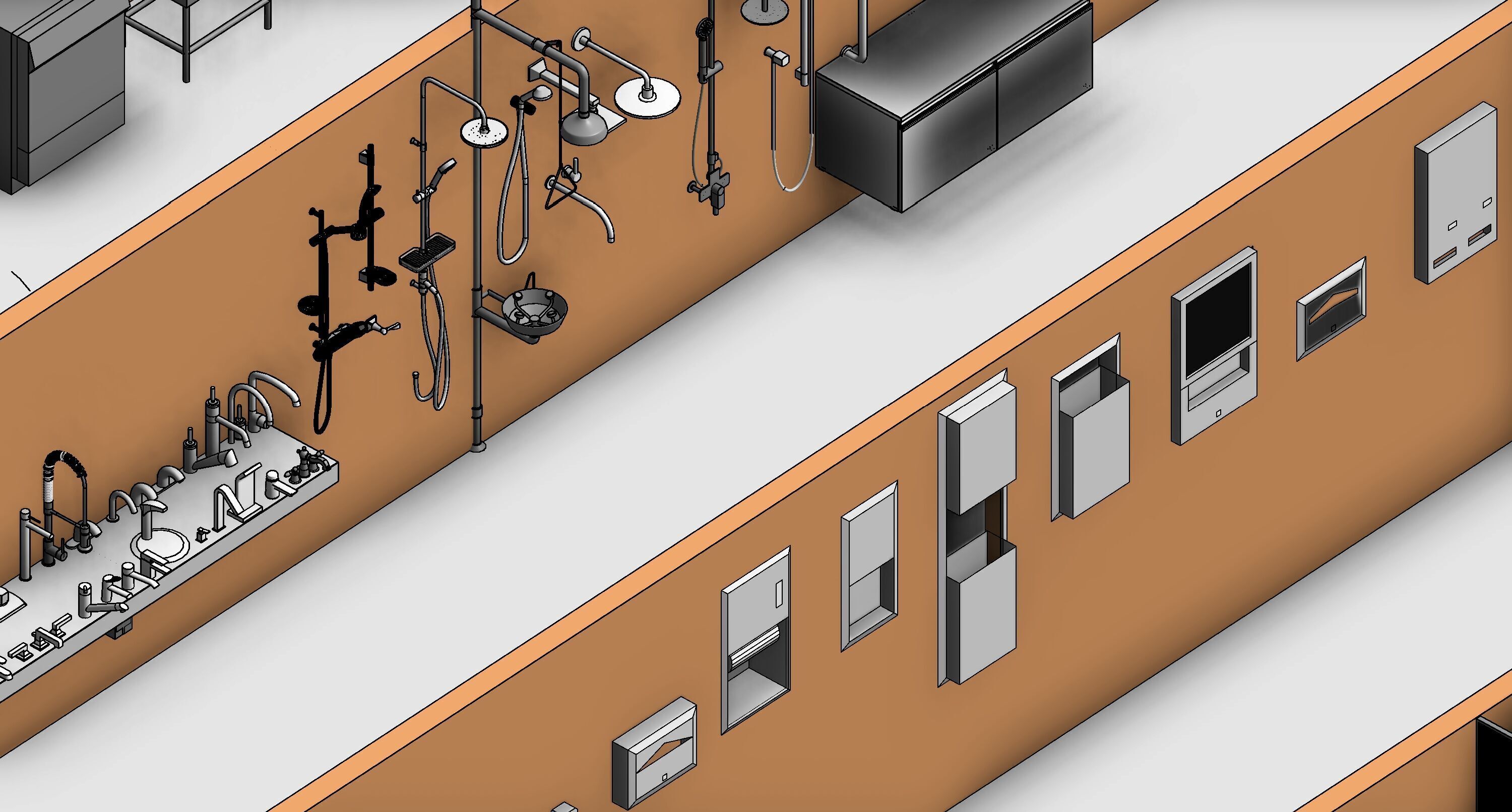 Bathroom Washroom Revit Family Parameter 3D Model 3D model_14