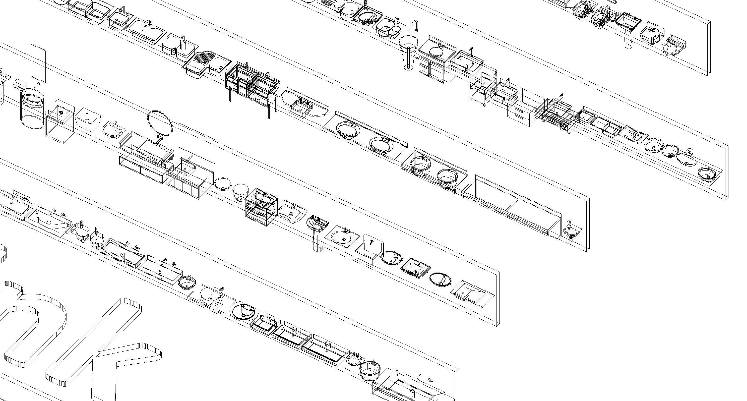 Bathroom Washroom Revit Family Parameter 3D Model 3D model_51