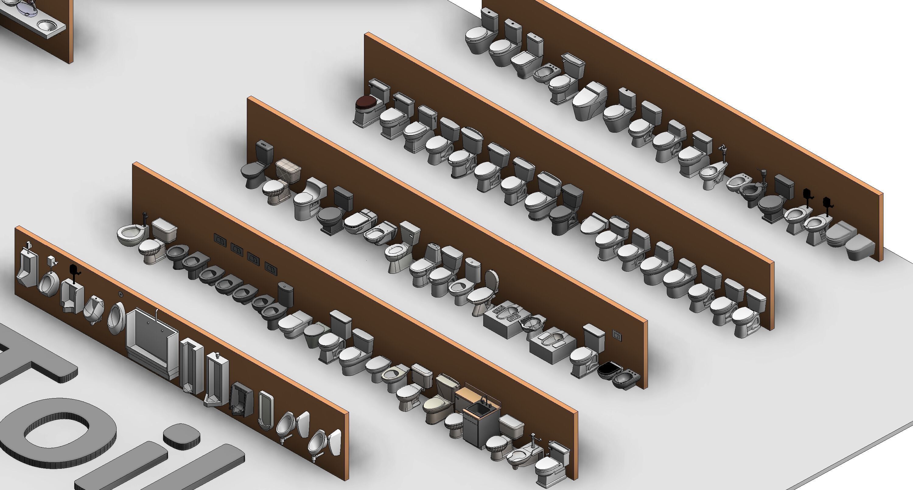 Bathroom Washroom Revit Family Parameter 3D Model 3D model_4