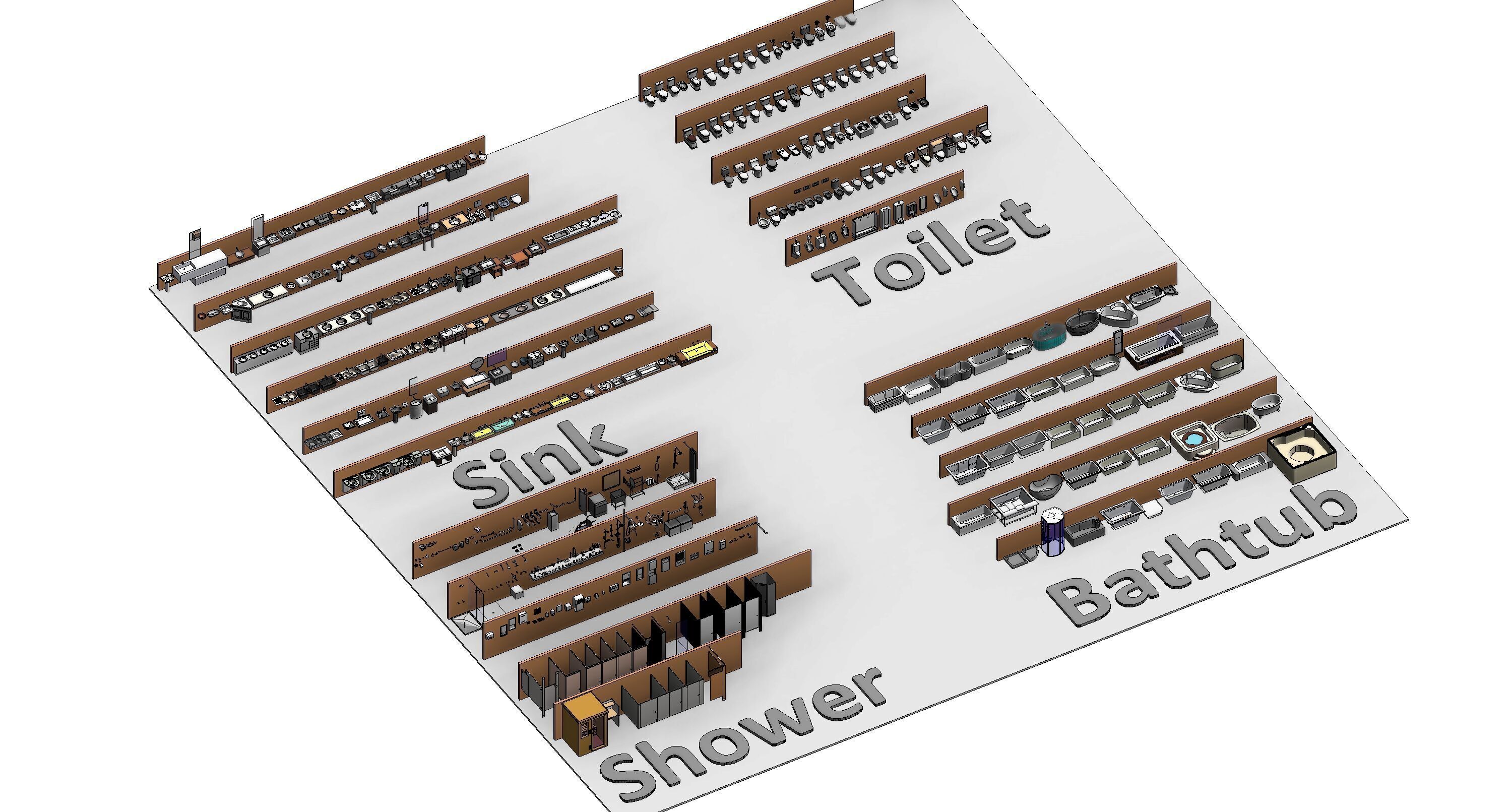 Bathroom Washroom Revit Family Parameter 3D Model 3D model_39