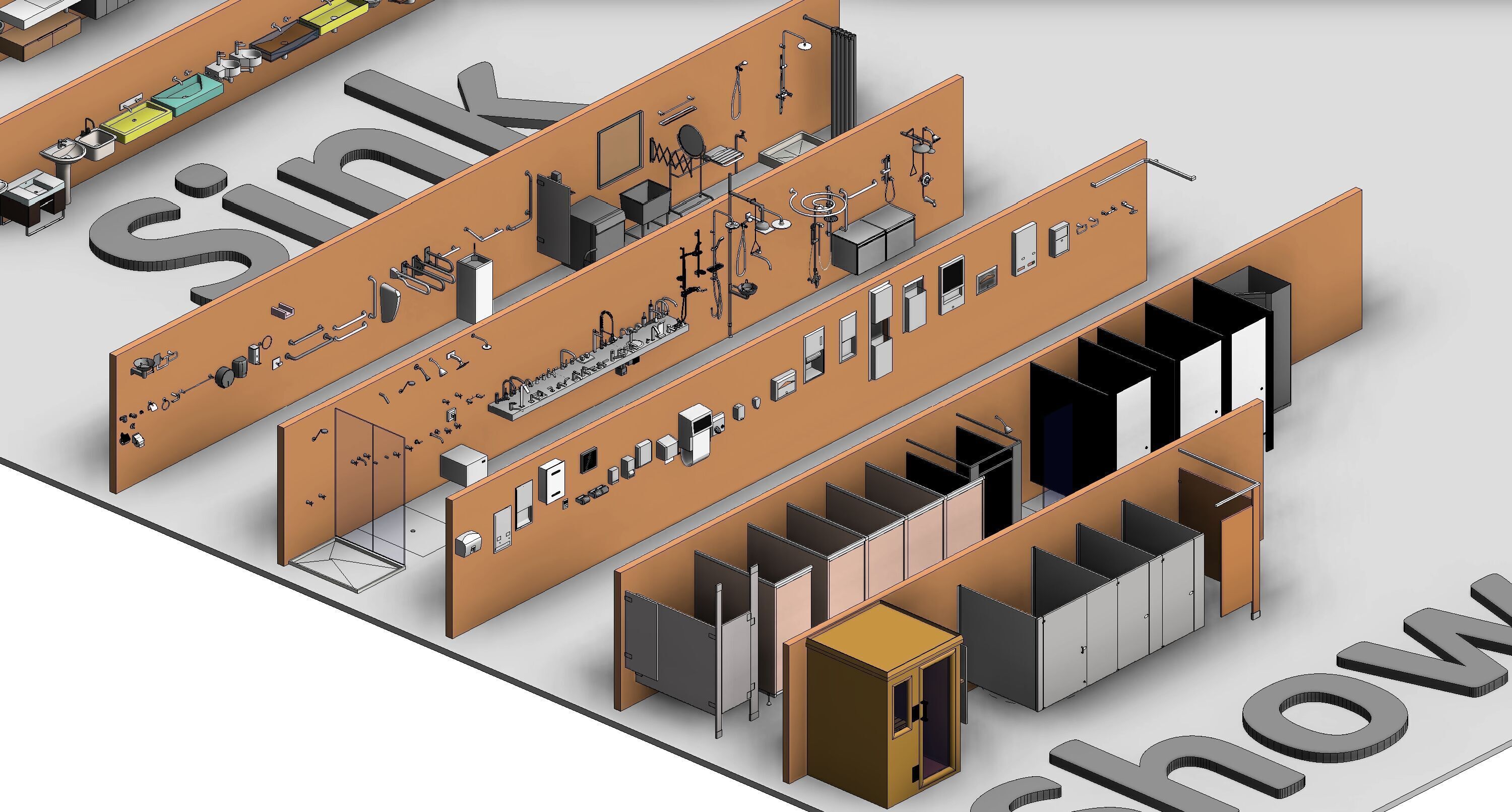 Bathroom Washroom Revit Family Parameter 3D Model 3D model_41