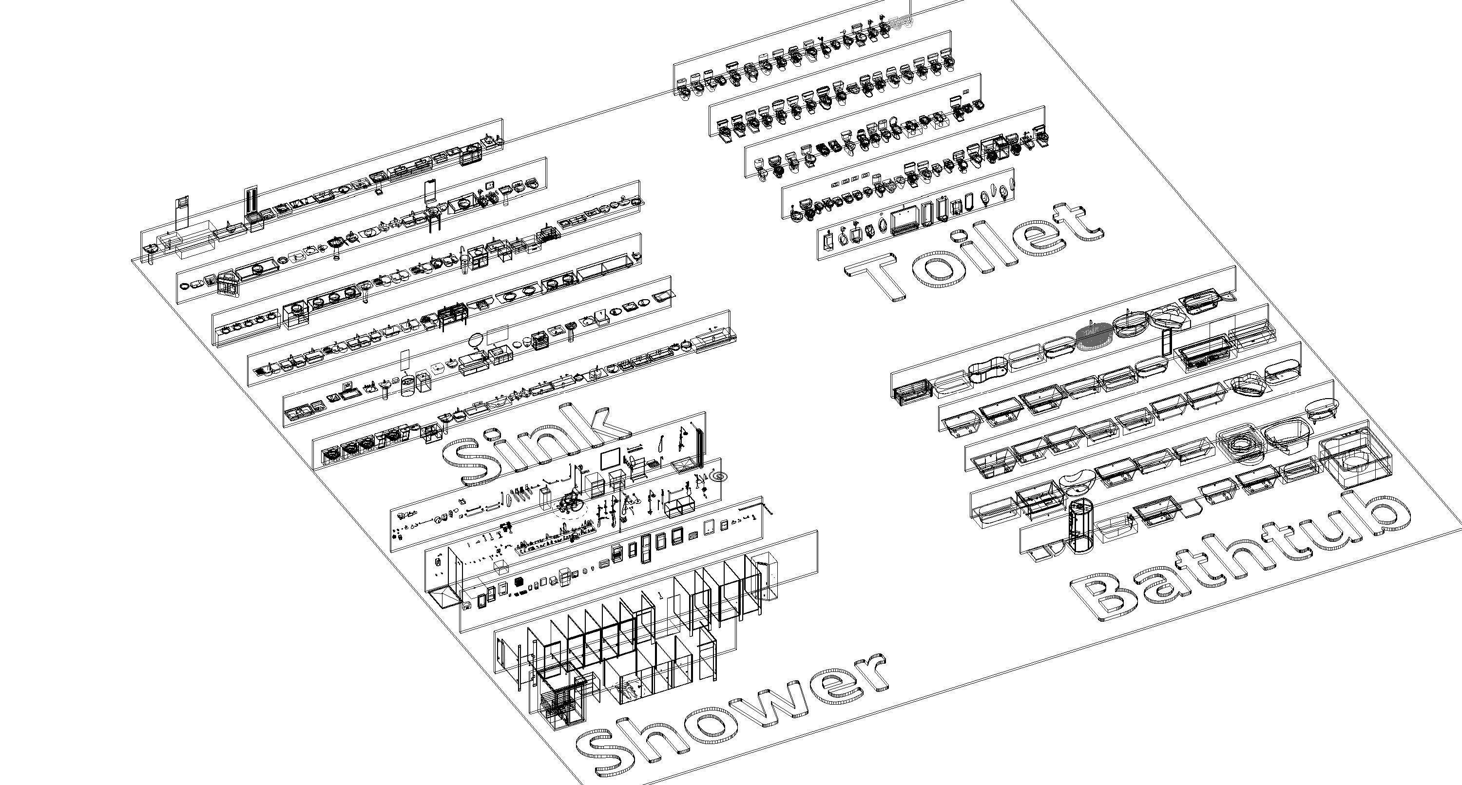 Bathroom Washroom Revit Family Parameter 3D Model 3D model_45