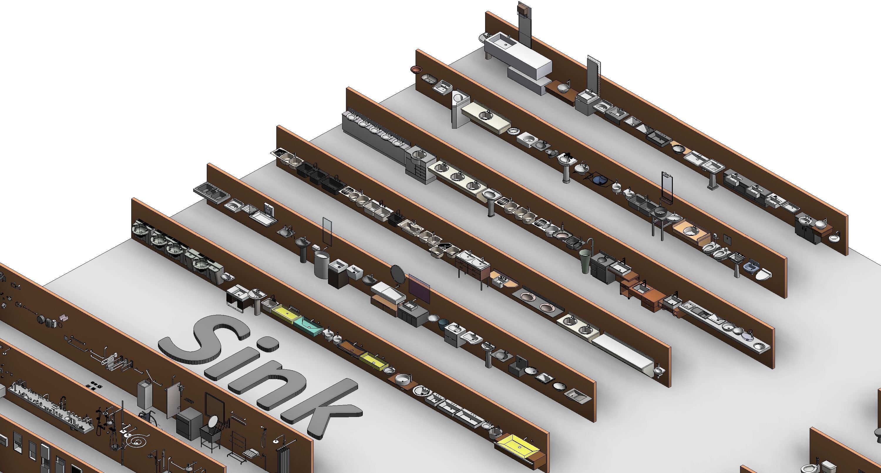 Bathroom Washroom Revit Family Parameter 3D Model 3D model_3