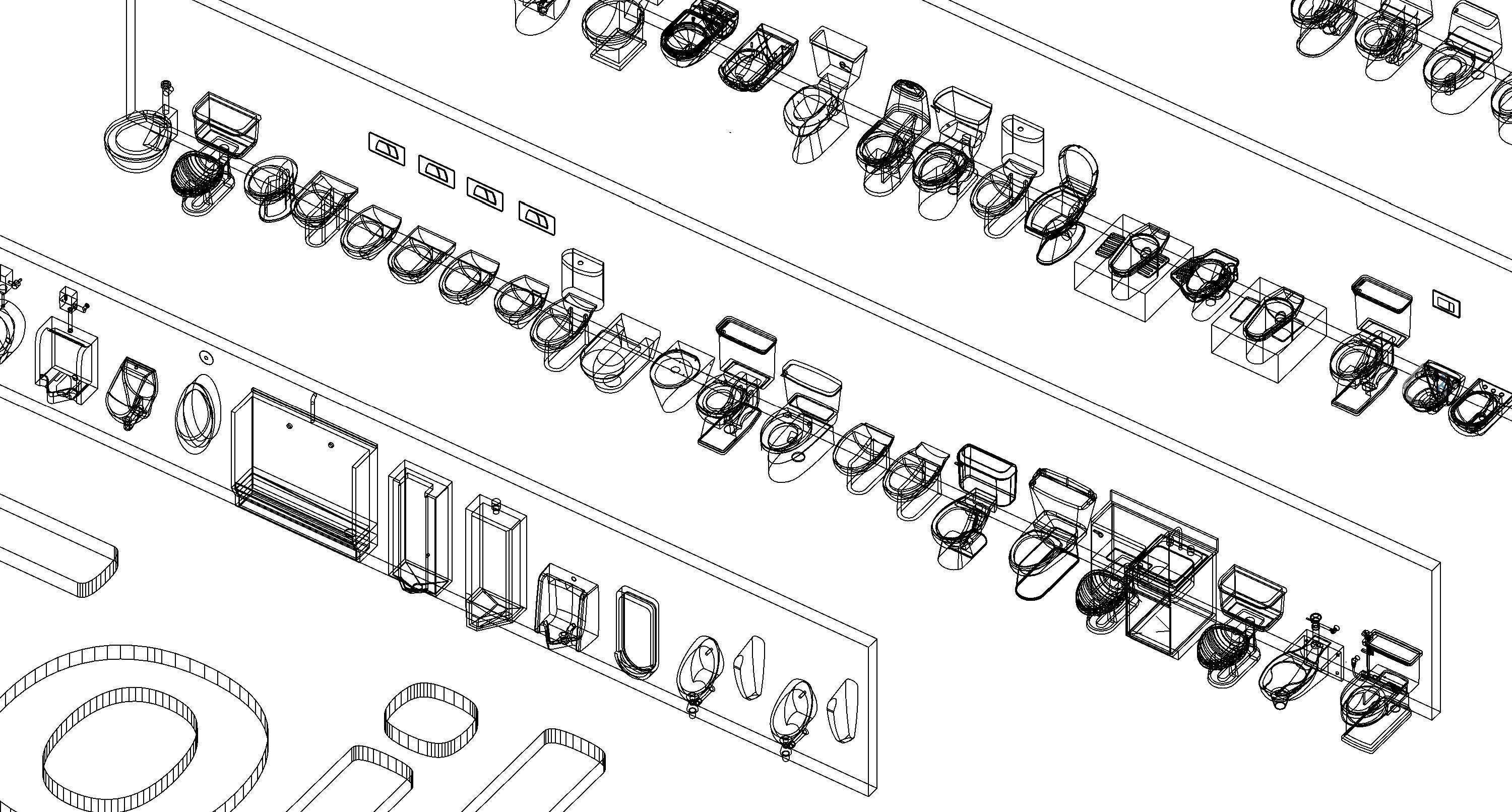 Bathroom Washroom Revit Family Parameter 3D Model 3D model_46