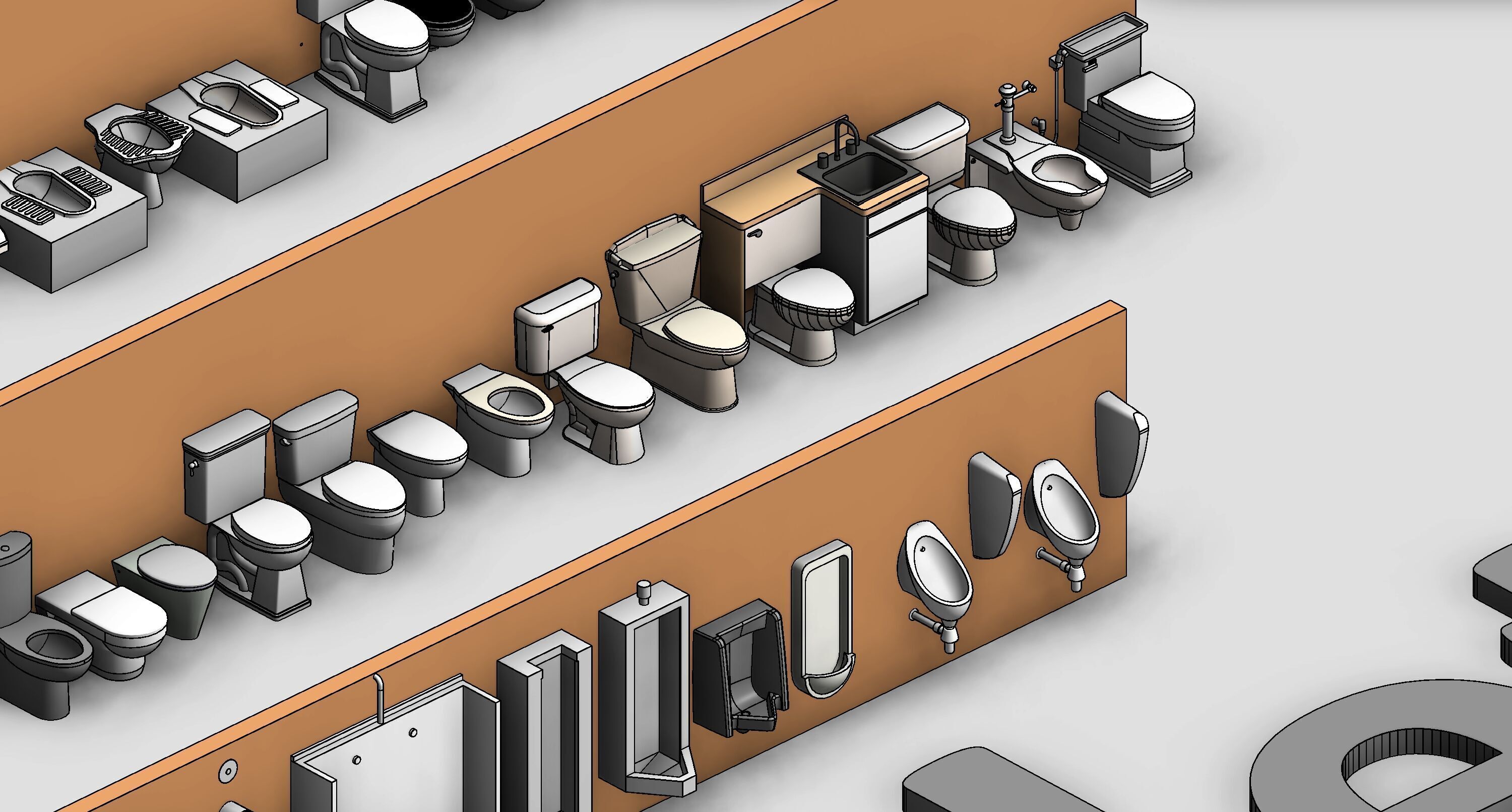 Bathroom Washroom Revit Family Parameter 3D Model 3D model_33