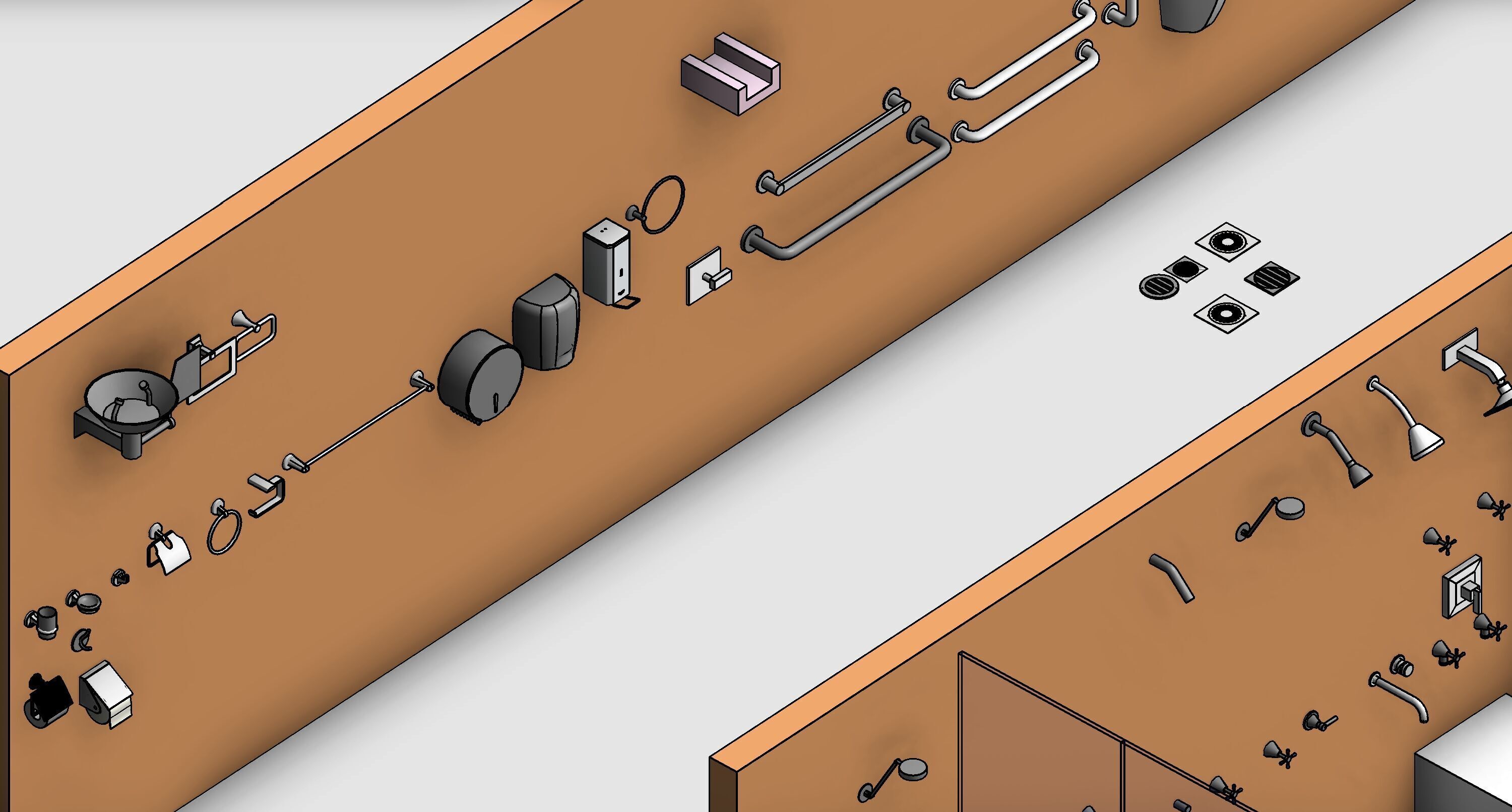 Bathroom Washroom Revit Family Parameter 3D Model 3D model_6