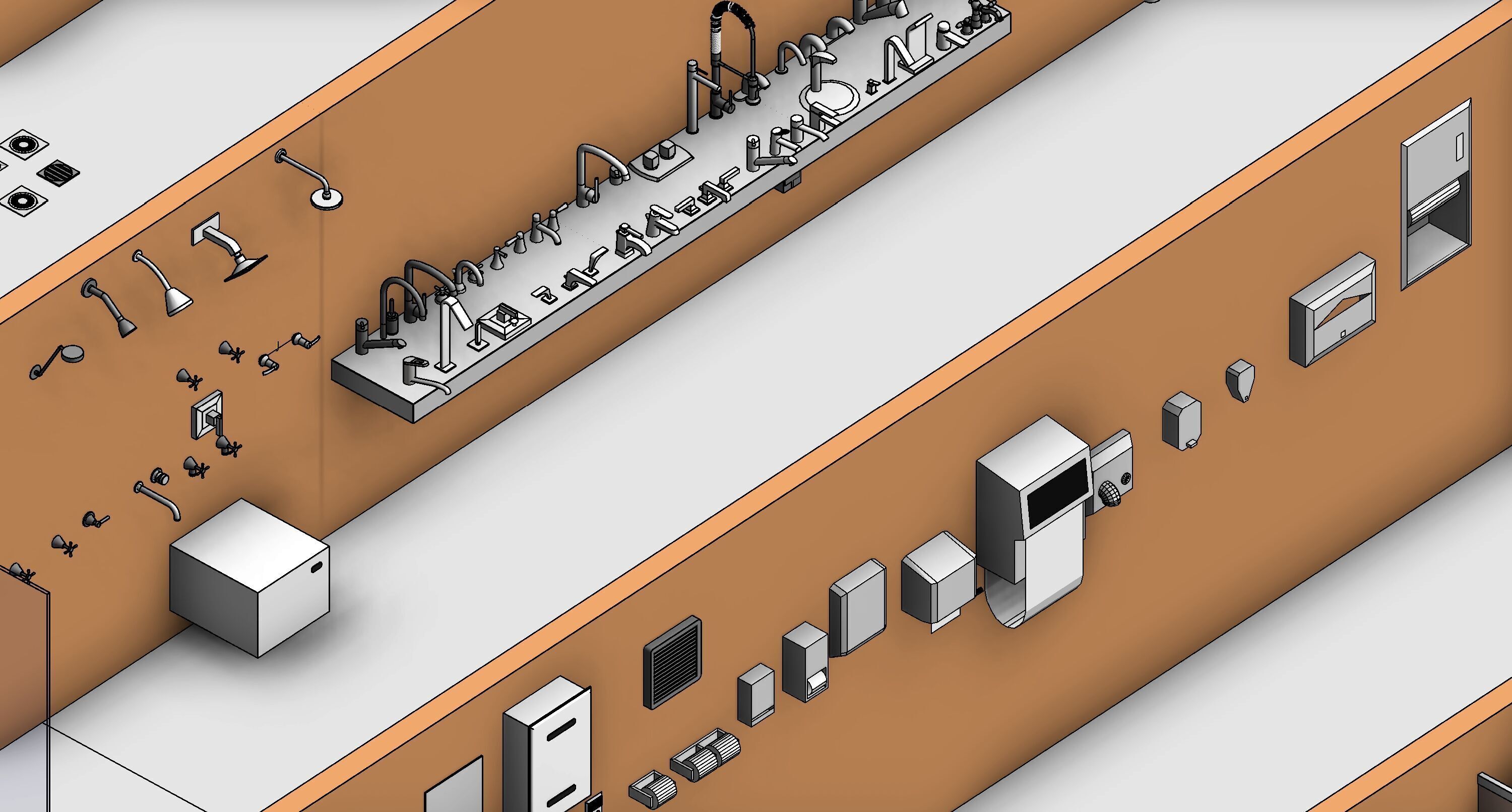 Bathroom Washroom Revit Family Parameter 3D Model 3D model_12