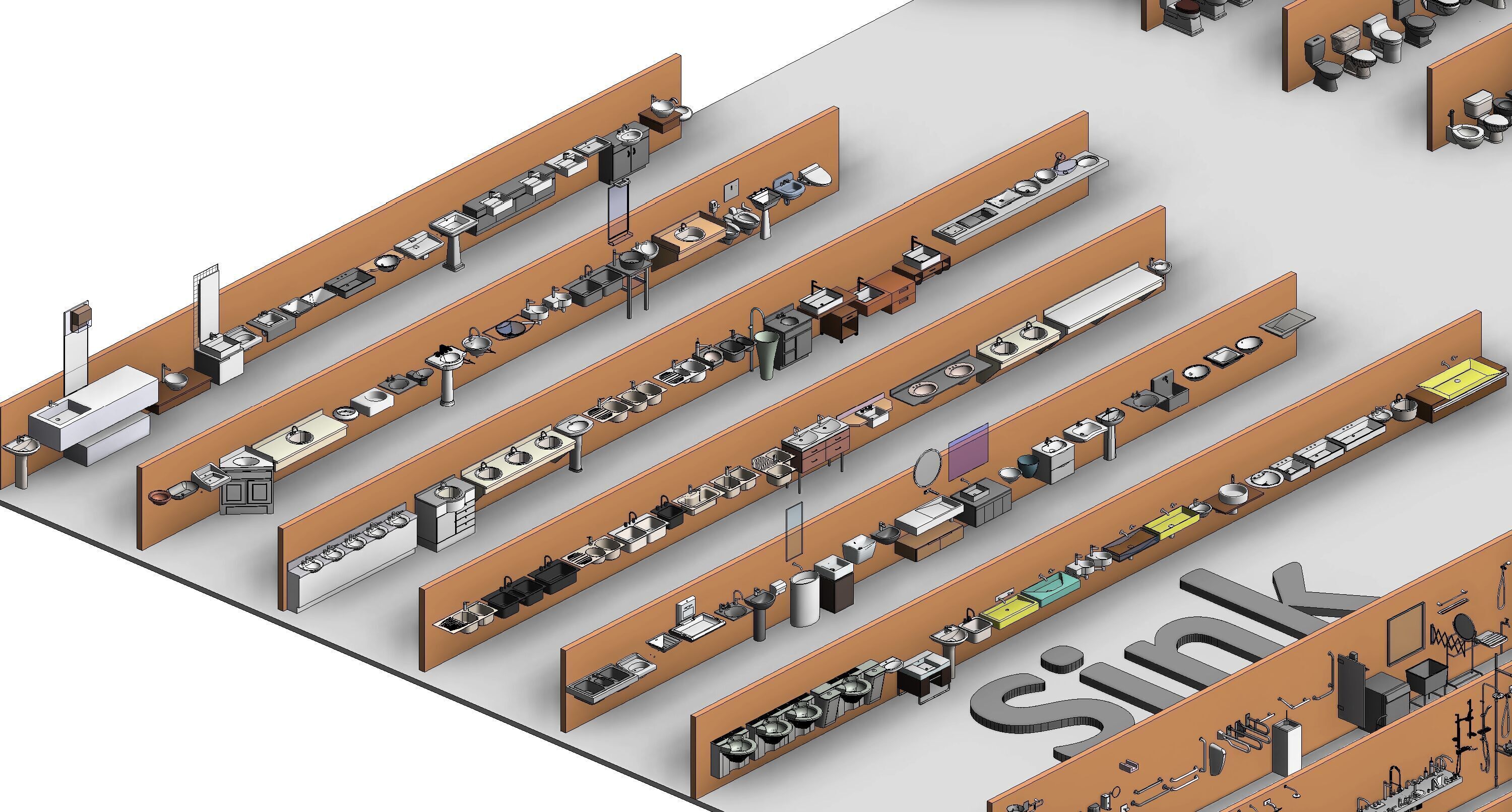 Bathroom Washroom Revit Family Parameter 3D Model 3D model_42
