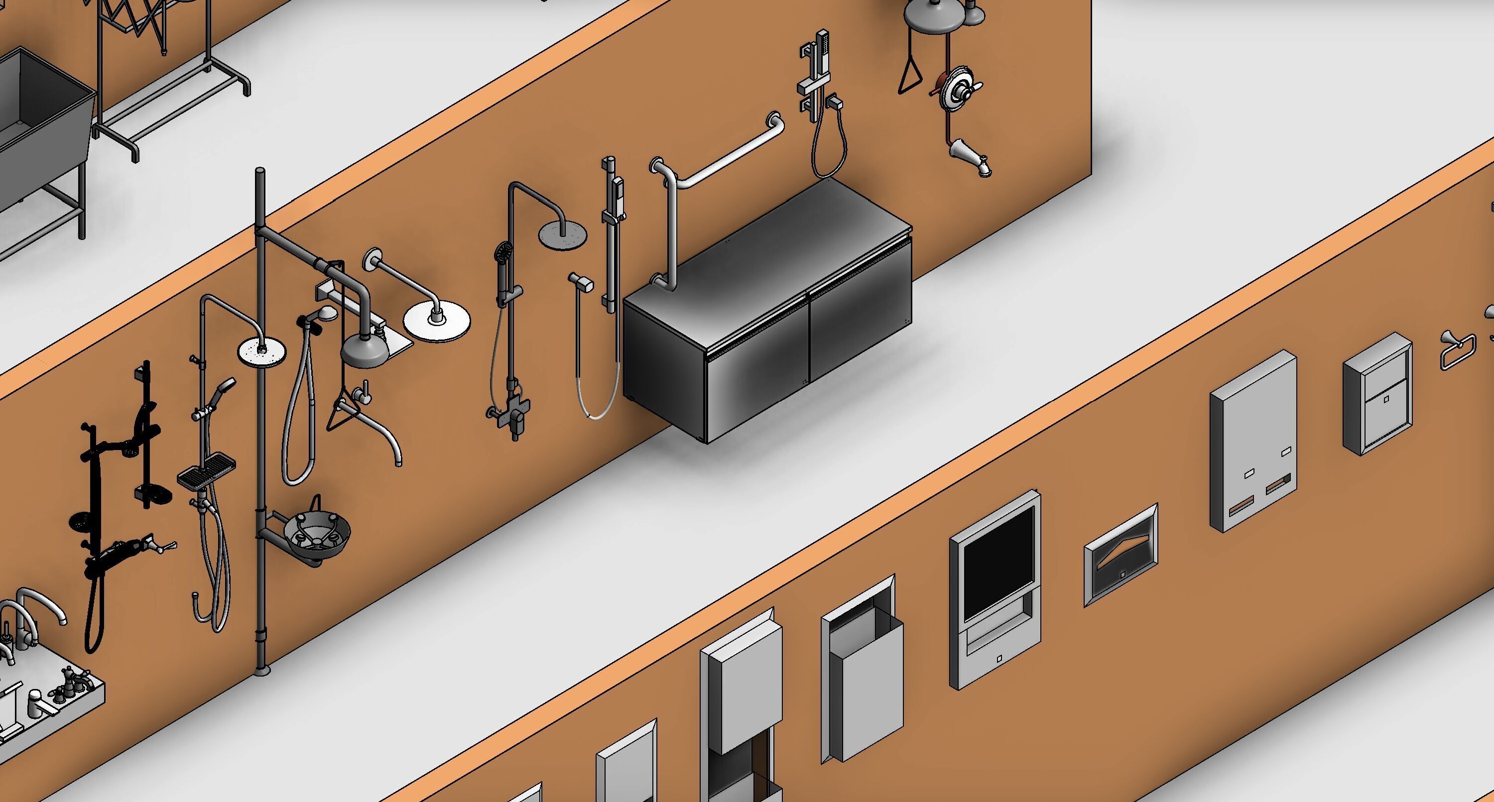 Bathroom Washroom Revit Family Parameter 3D Model 3D model_15