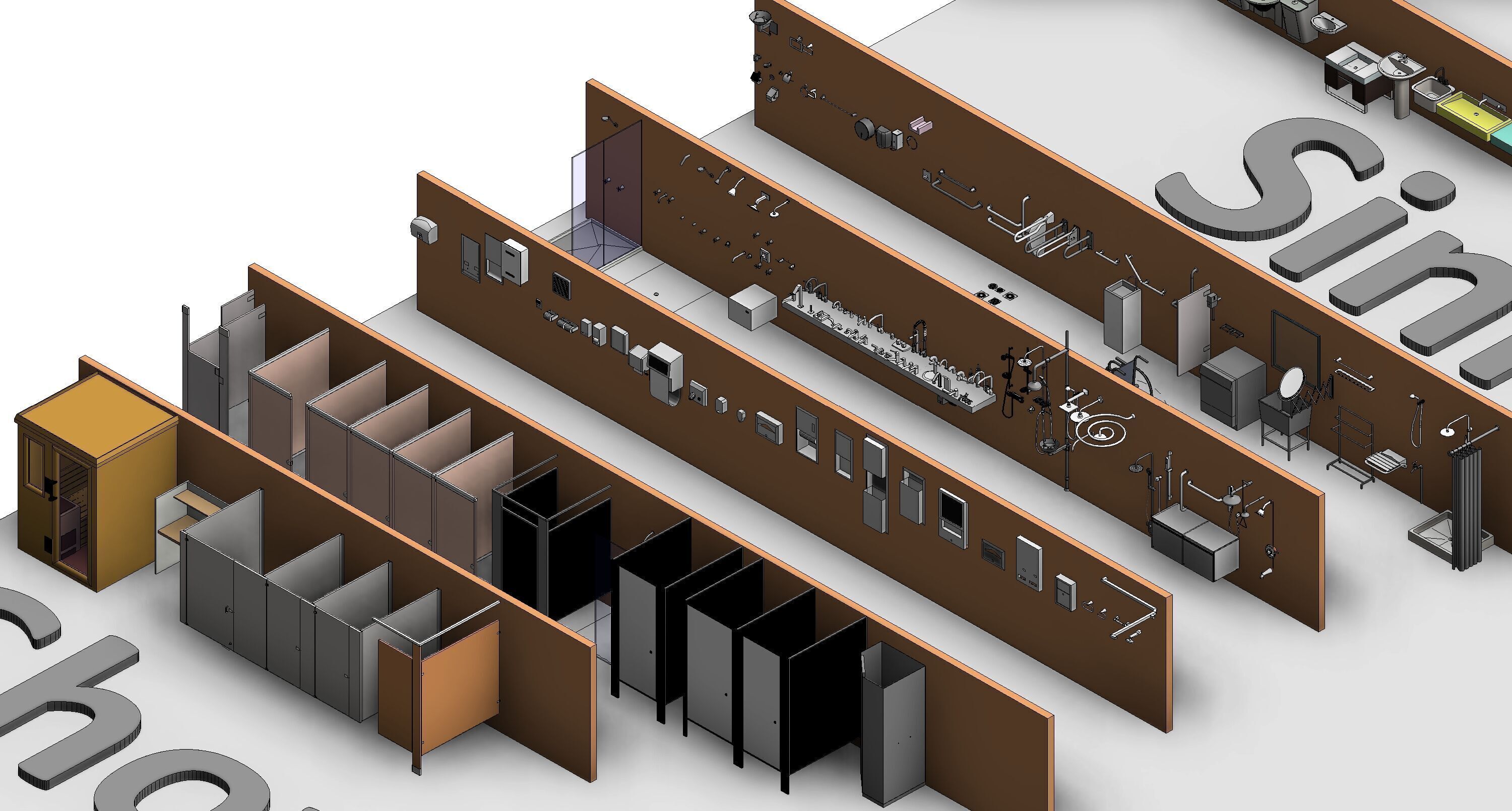 Bathroom Washroom Revit Family Parameter 3D Model 3D model_2