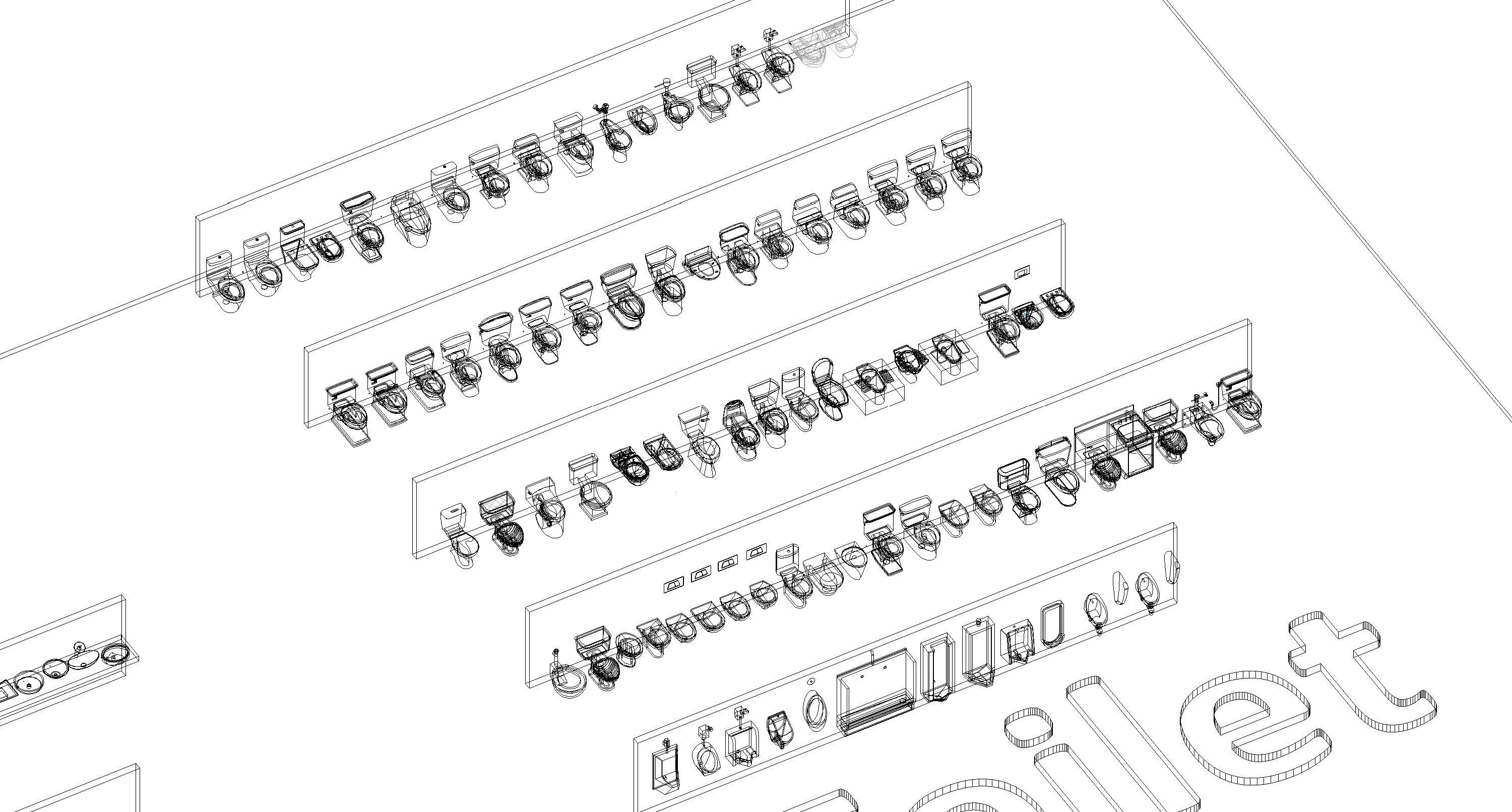 Bathroom Washroom Revit Family Parameter 3D Model 3D model_60