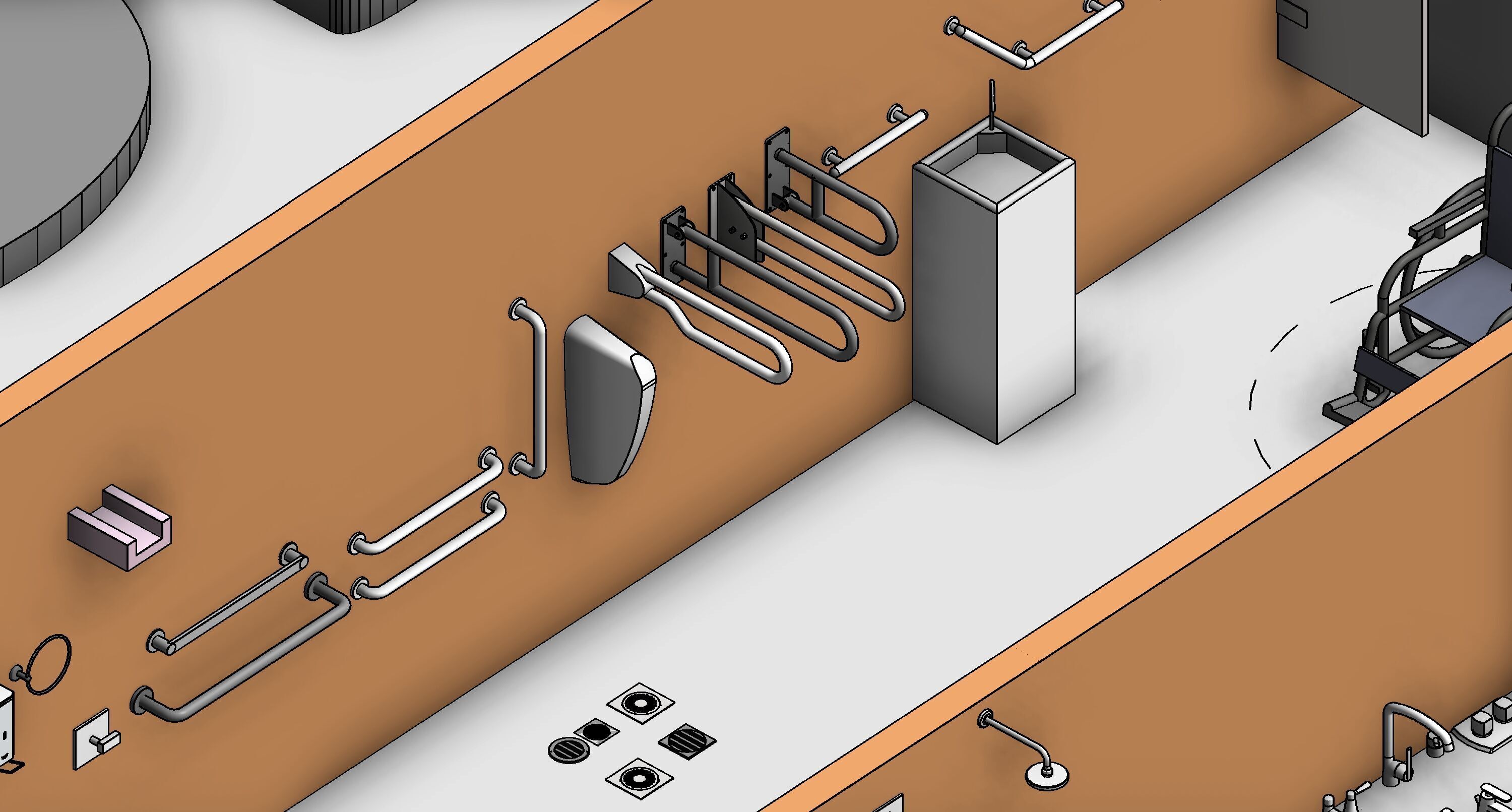 Bathroom Washroom Revit Family Parameter 3D Model 3D model_7