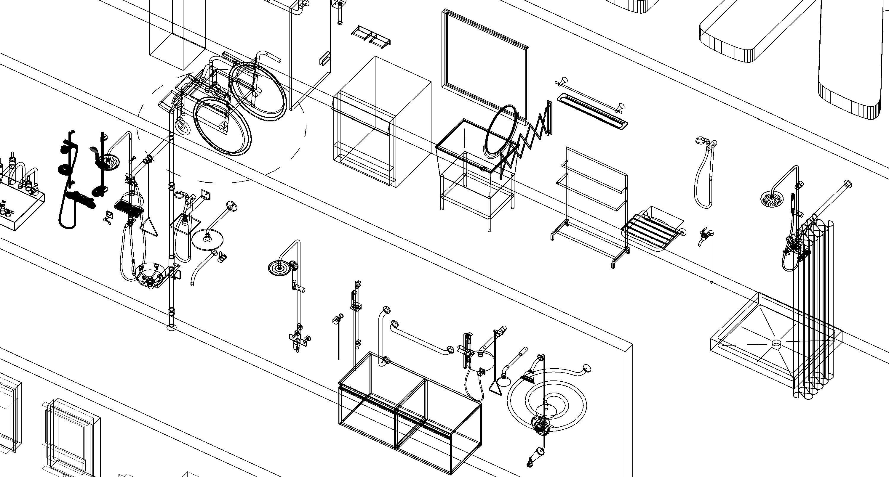 Bathroom Washroom Revit Family Parameter 3D Model 3D model_52