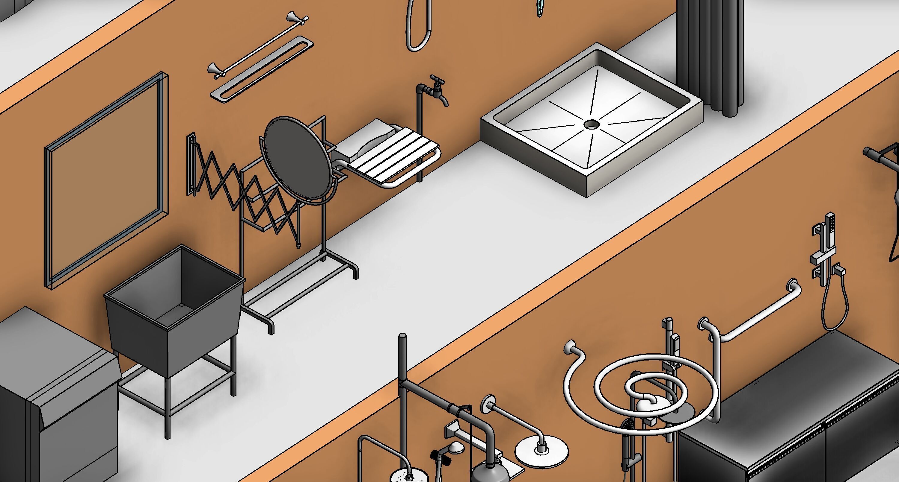 Bathroom Washroom Revit Family Parameter 3D Model 3D model_9