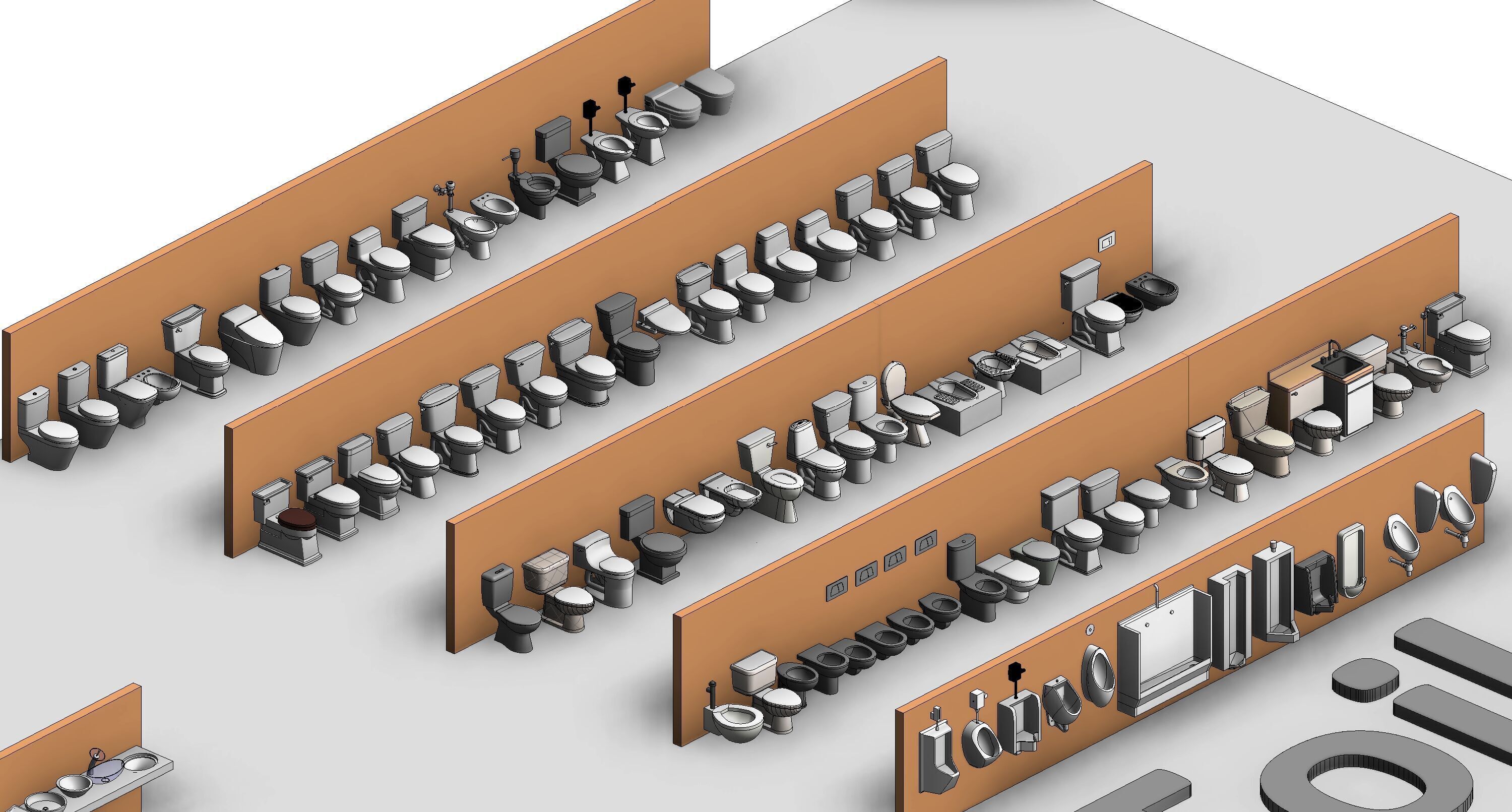 Bathroom Washroom Revit Family Parameter 3D Model 3D model_43