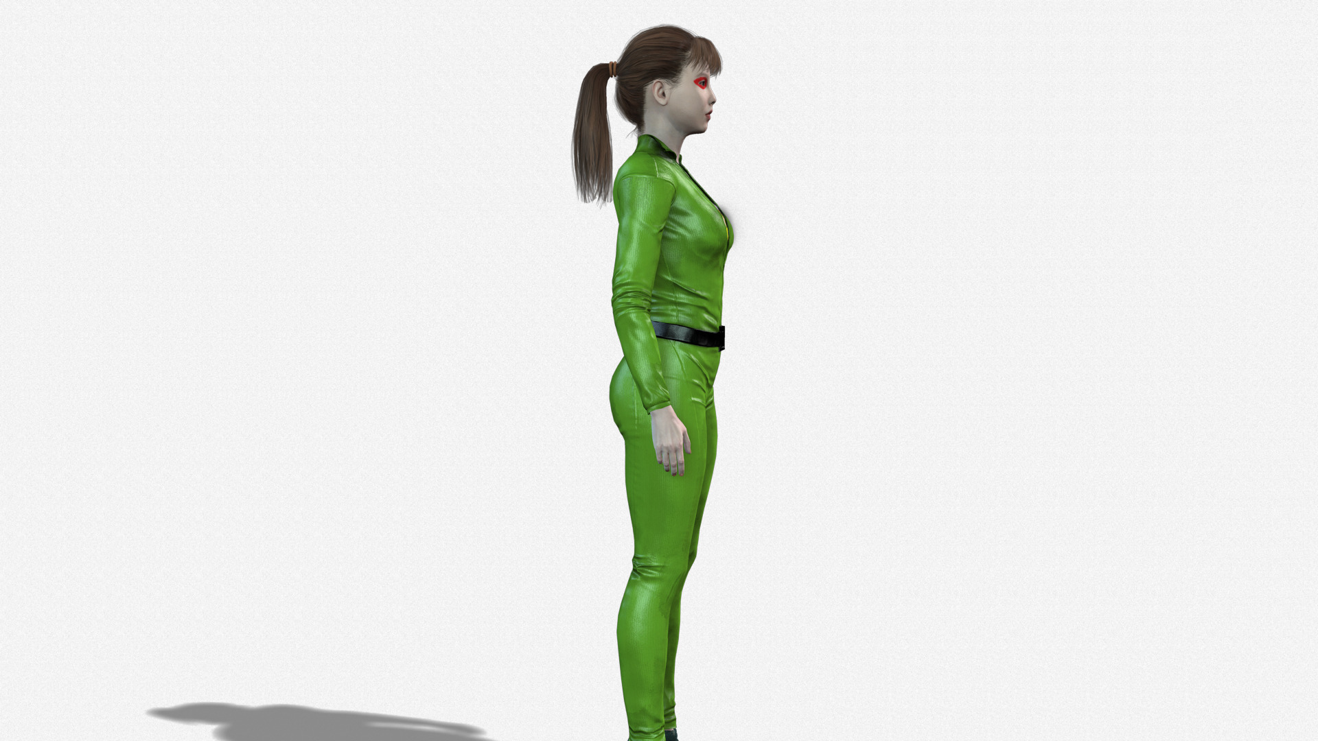 Realistic Female 3D Character Model Sci-Fi Hero in Green Suit 3D model_6