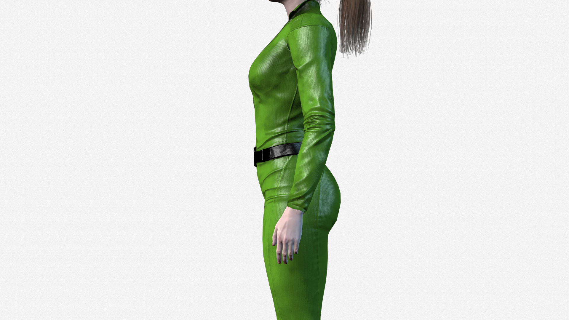 Realistic Female 3D Character Model Sci-Fi Hero in Green Suit 3D model_5