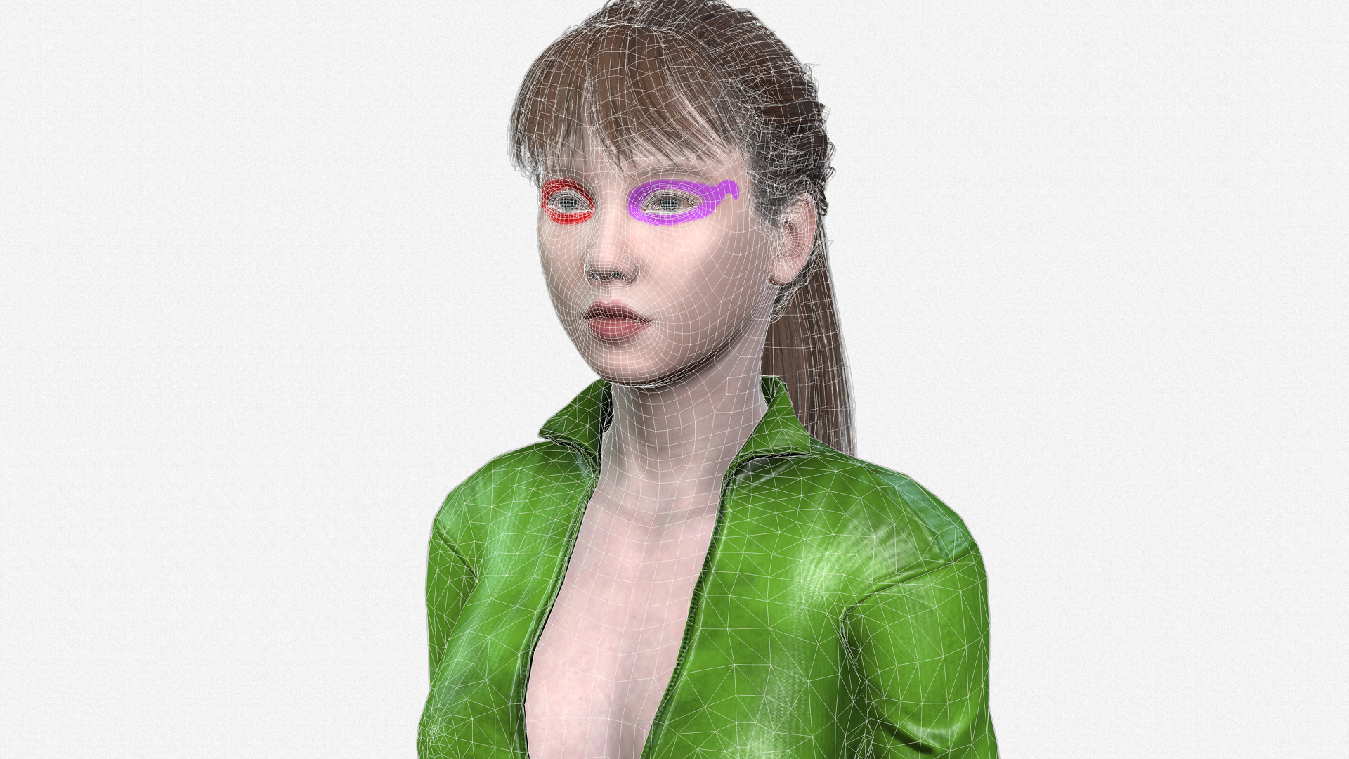 Realistic Female 3D Character Model Sci-Fi Hero in Green Suit 3D model_8
