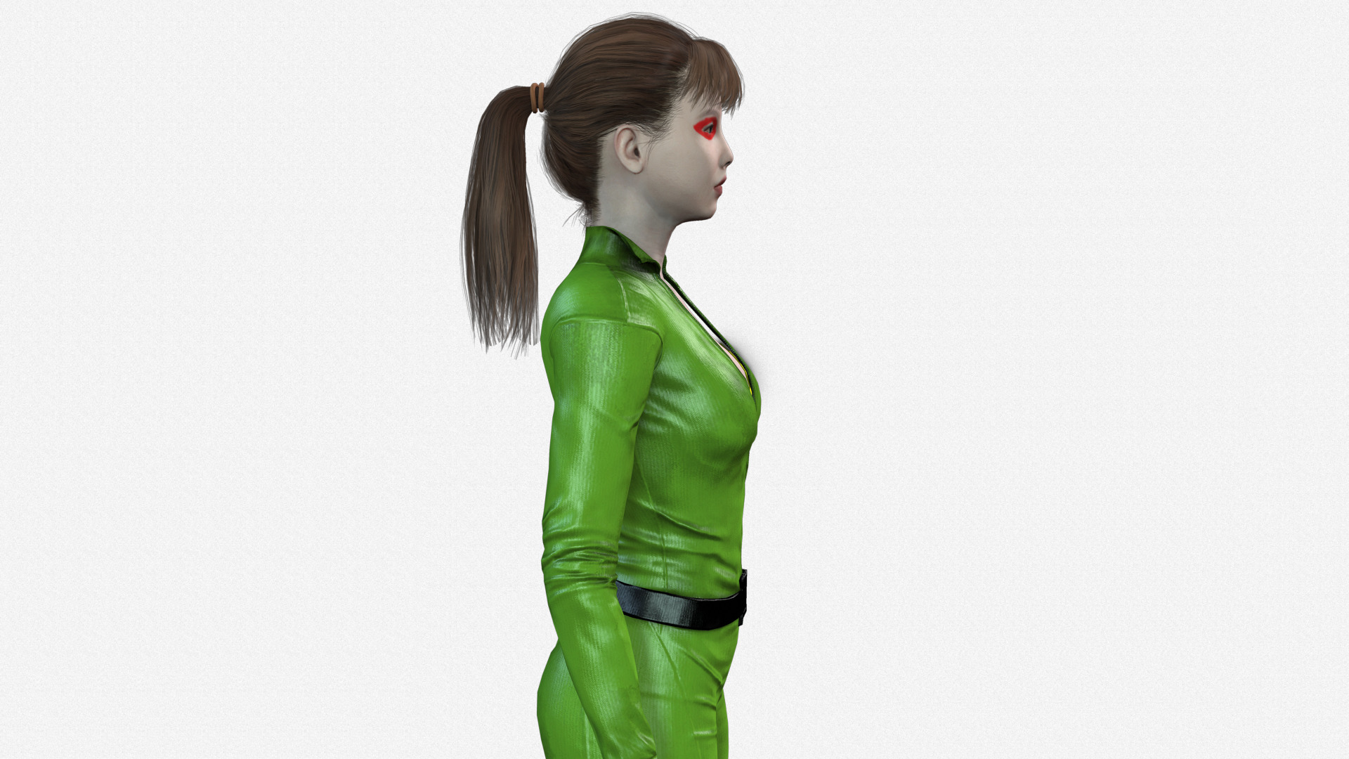 Realistic Female 3D Character Model Sci-Fi Hero in Green Suit 3D model_9