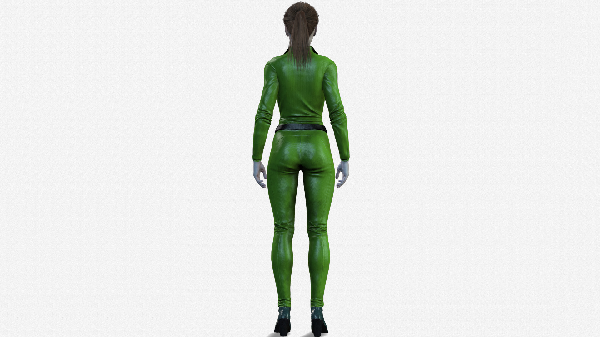 Realistic Female 3D Character Model Sci-Fi Hero in Green Suit 3D model_12