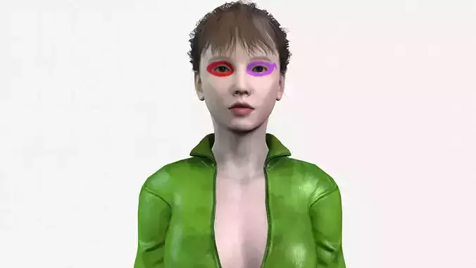 Realistic Female 3D Character Model Sci-Fi Hero in Green Suit 3D model Realistic Female 3D Character Model Sci-Fi Hero in Green Suit 3D model