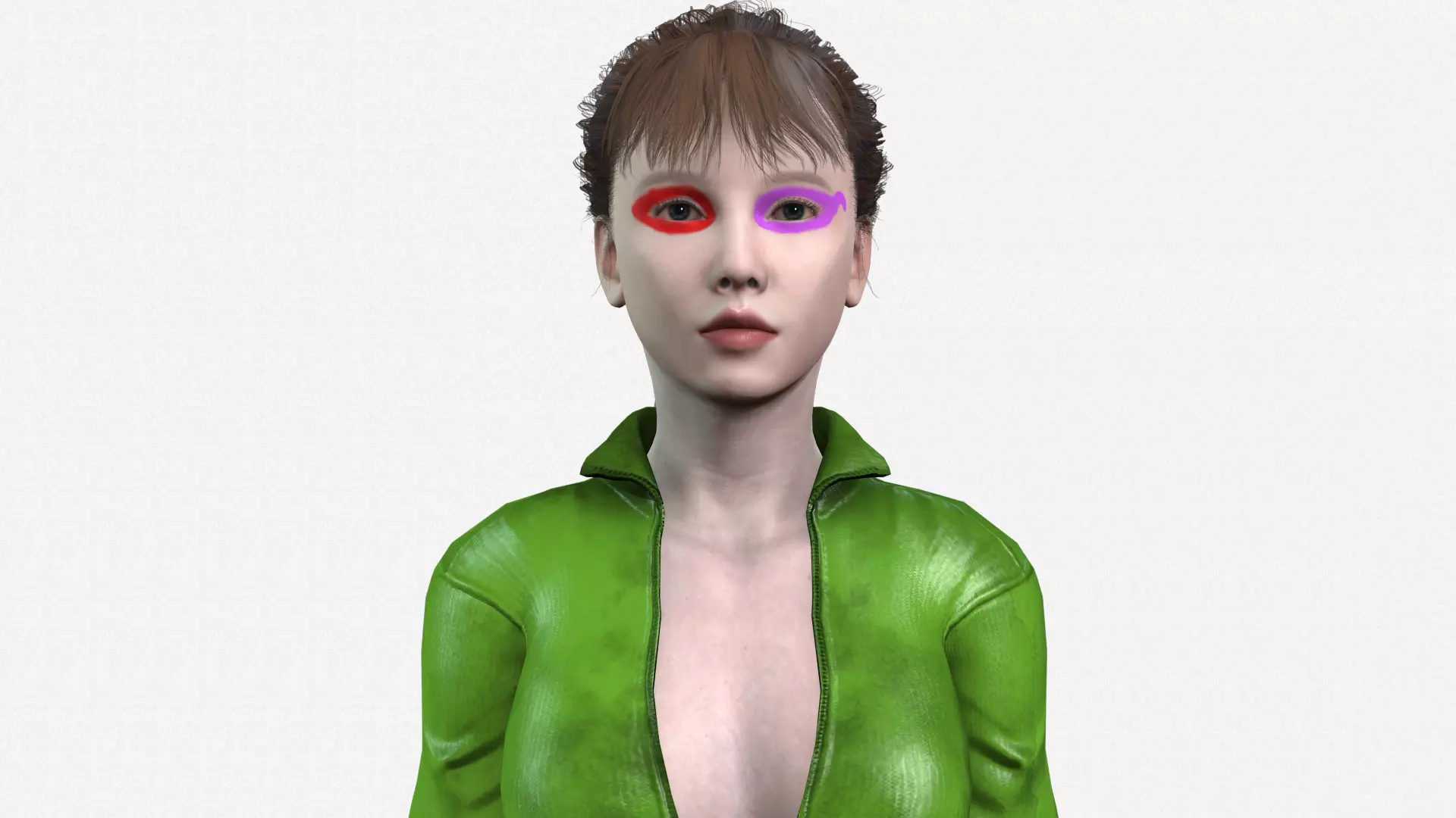 Realistic Female 3D Character Model Sci-Fi Hero in Green Suit 3D model_0