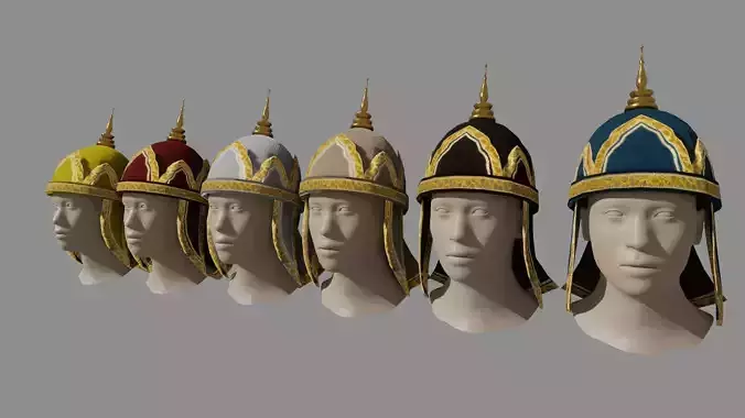Thai royal guard helmet Low-poly 3D model
