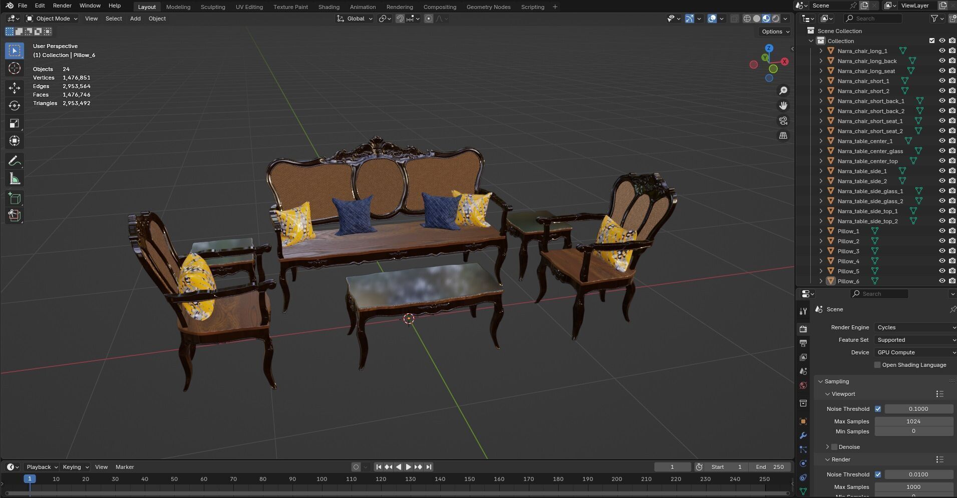 Sofa Wooden set CG1 3D model_17