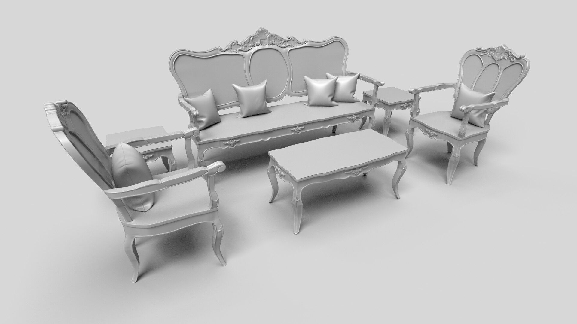 Sofa Wooden set CG1 3D model_9