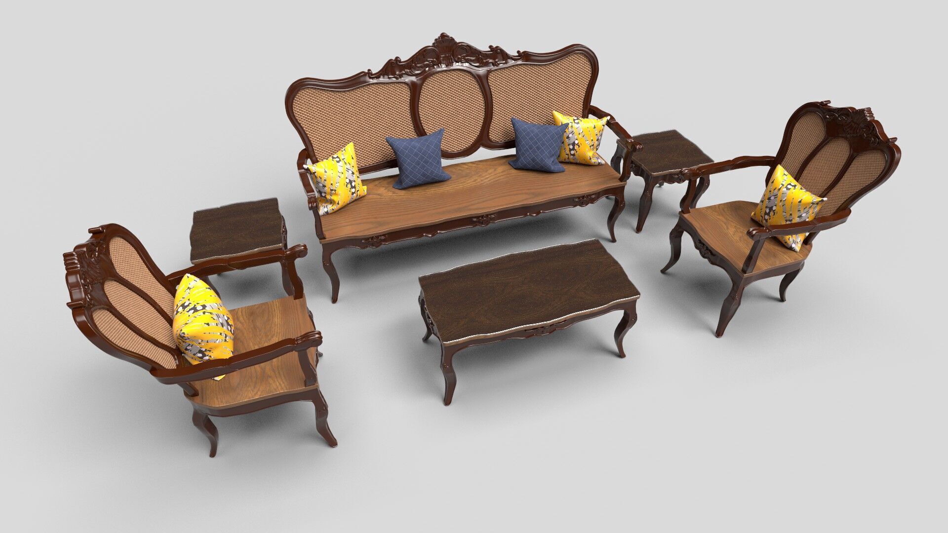 Sofa Wooden set CG1 3D model_5