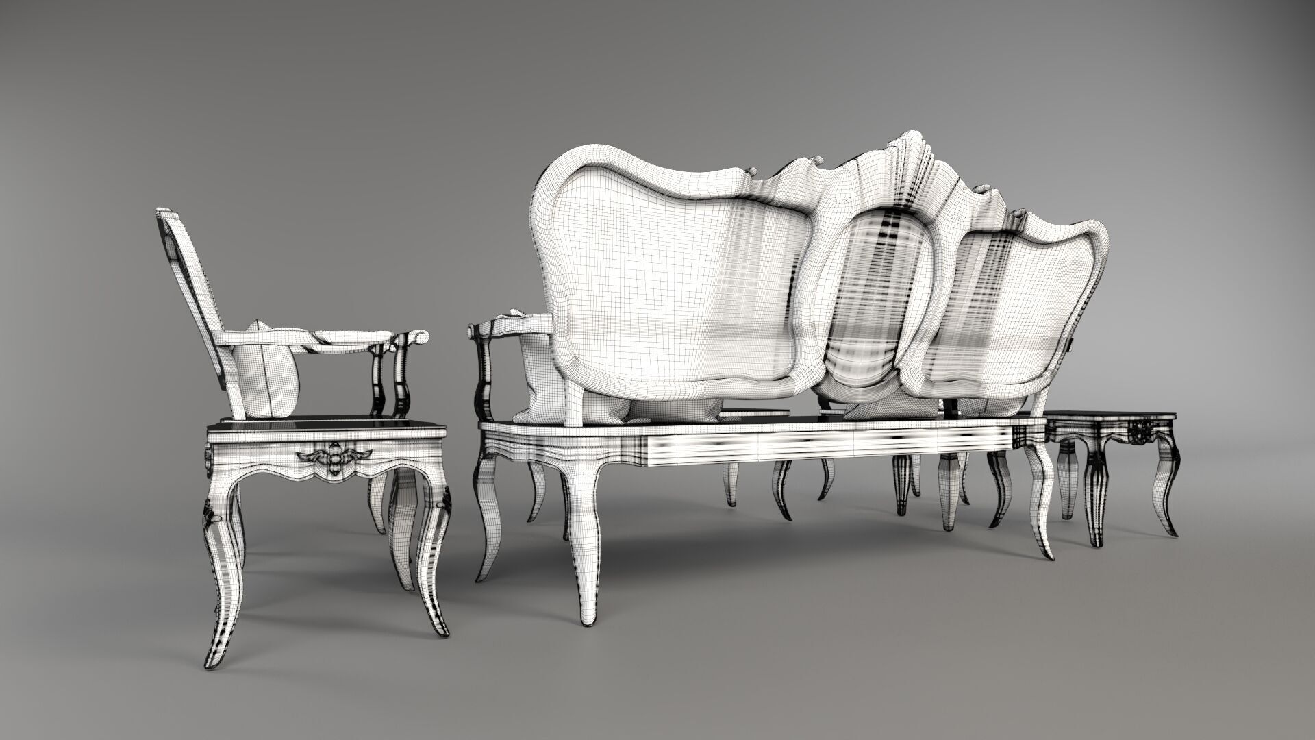 Sofa Wooden set CG1 3D model_13
