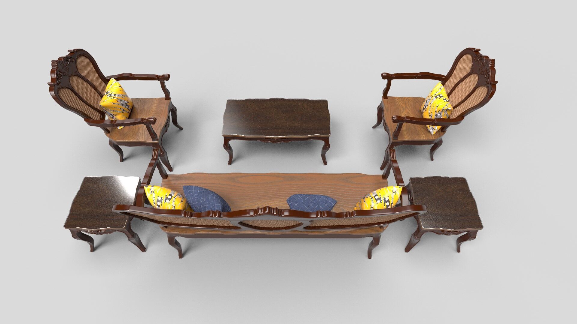 Sofa Wooden set CG1 3D model_7
