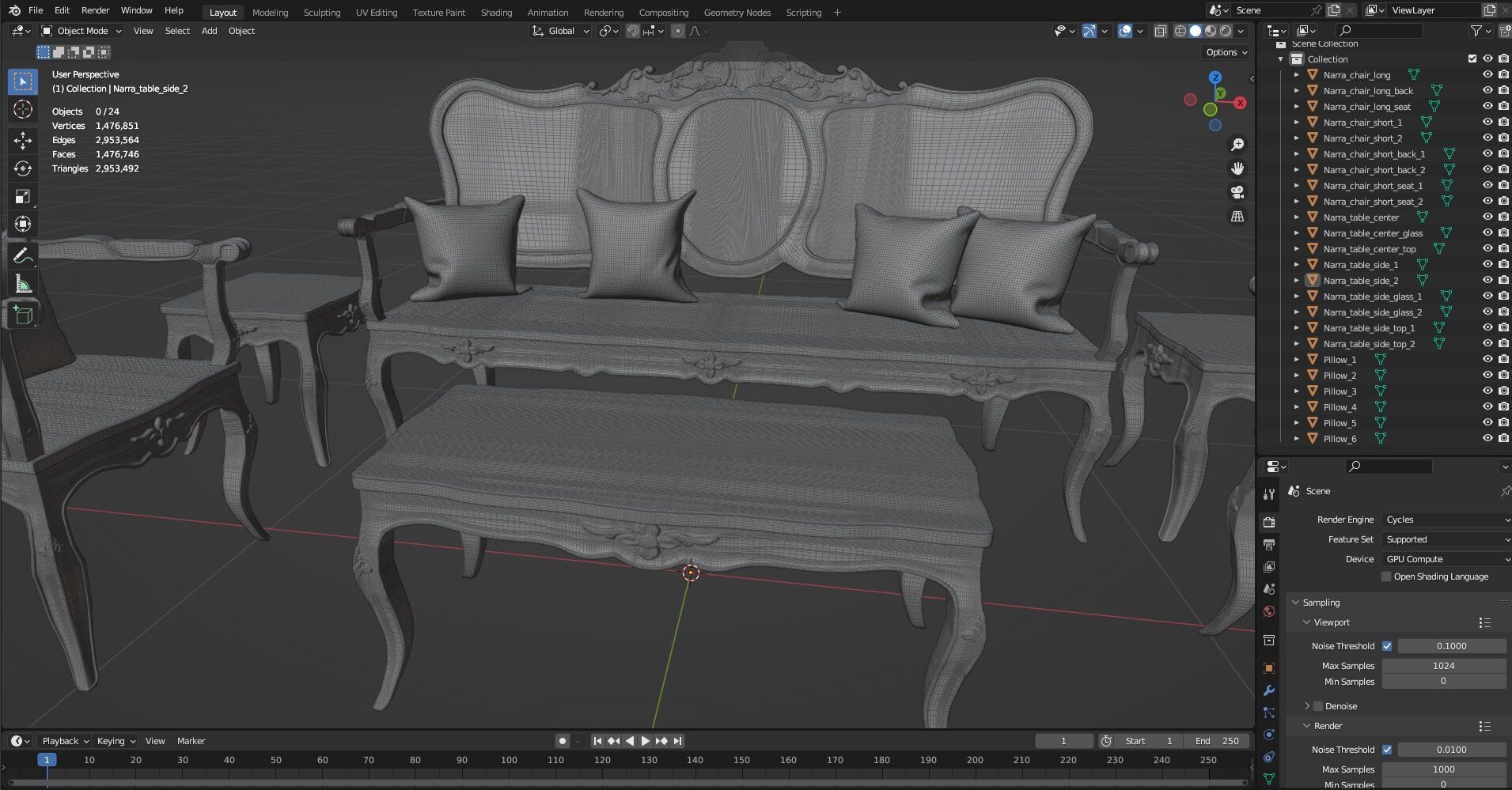 Sofa Wooden set CG1 3D model_23