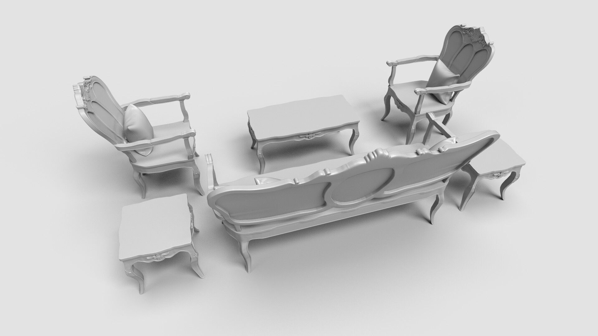Sofa Wooden set CG1 3D model_11