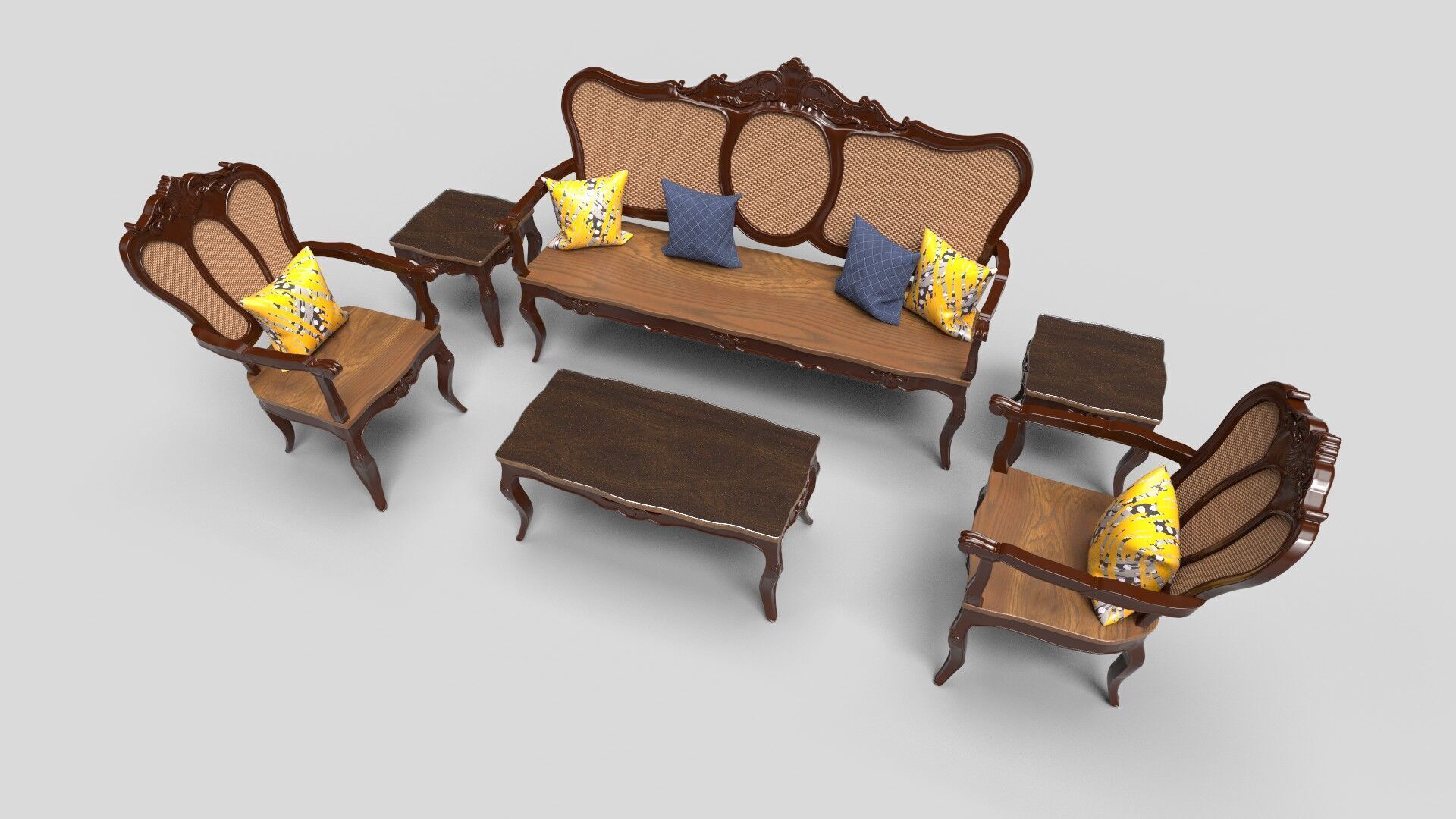 Sofa Wooden set CG1 3D model_6