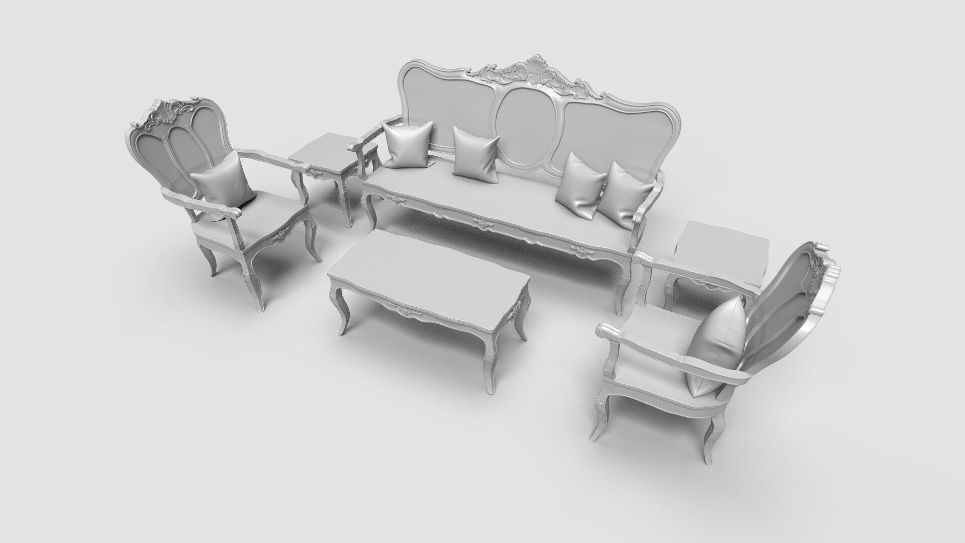 Sofa Wooden set CG1 3D model_10