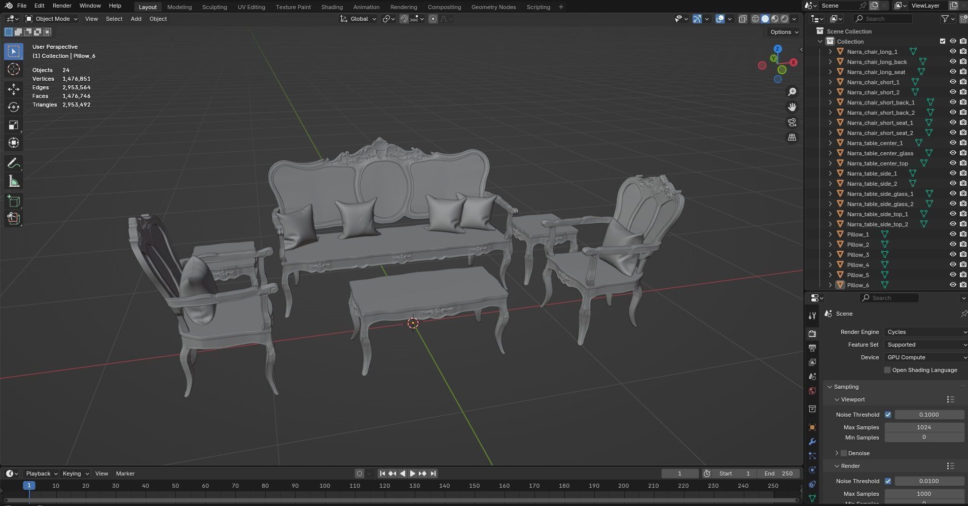Sofa Wooden set CG1 3D model_16