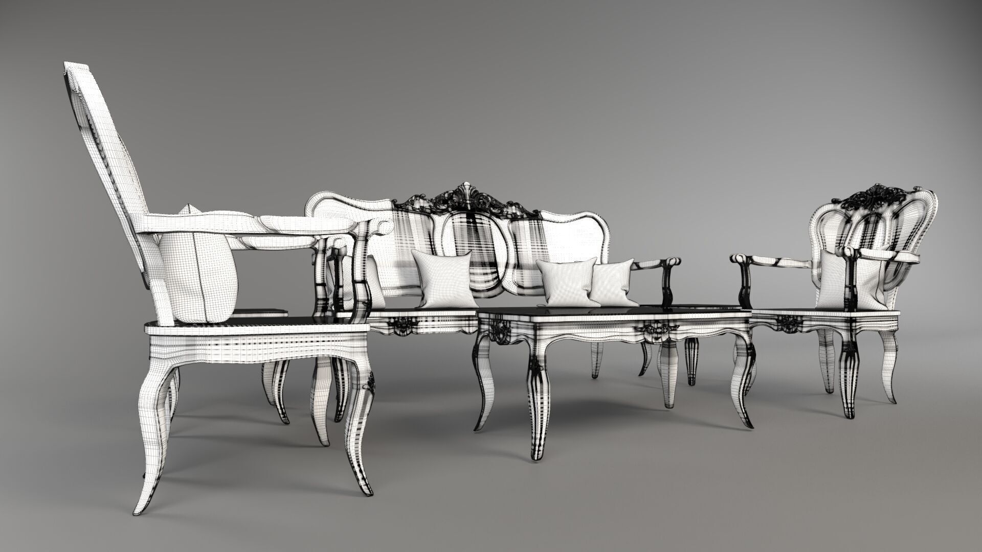 Sofa Wooden set CG1 3D model_12