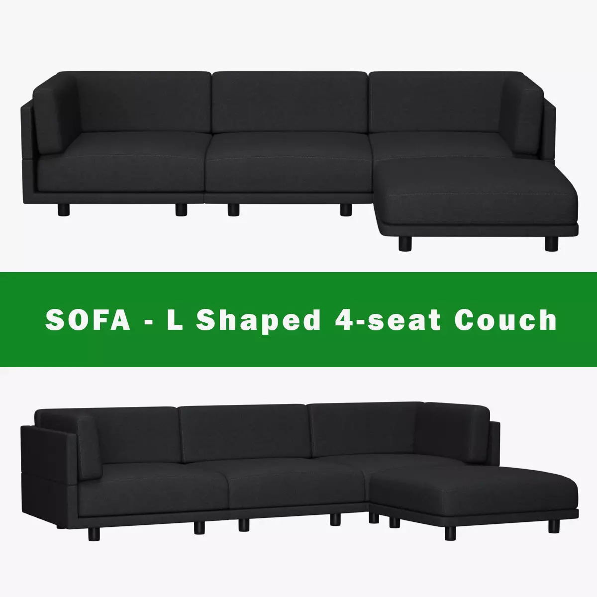 SOFA - L Shaped 4-seat Couch 3D model_0