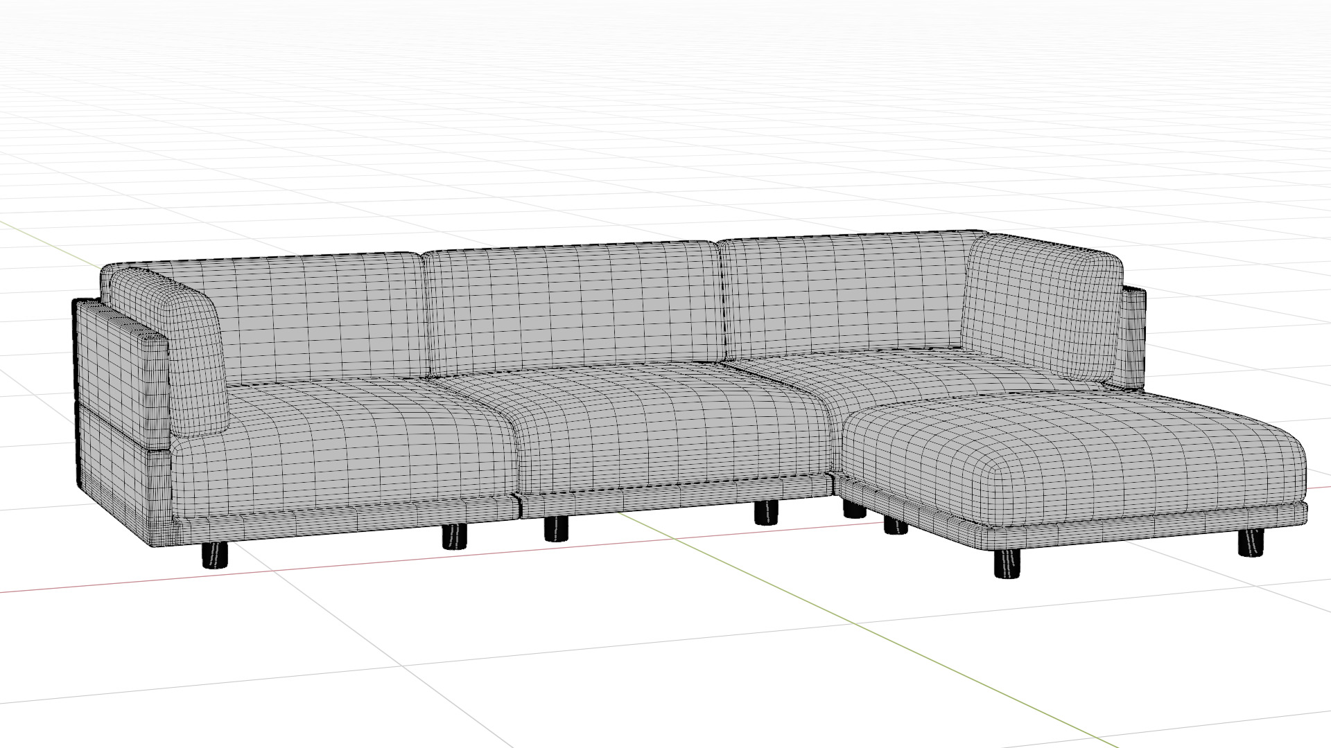 SOFA - L Shaped 4-seat Couch 3D model_9