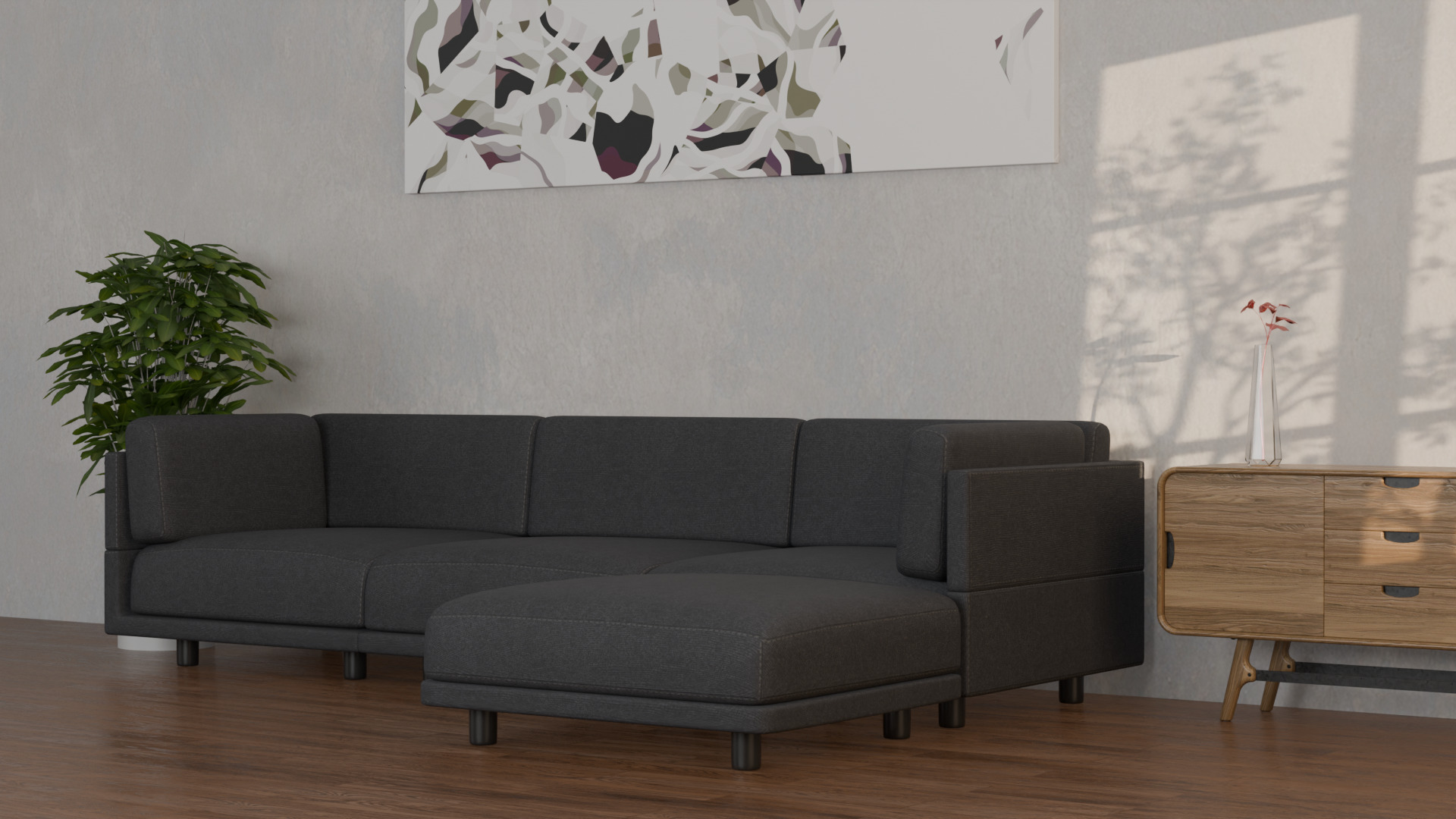 SOFA - L Shaped 4-seat Couch 3D model_6