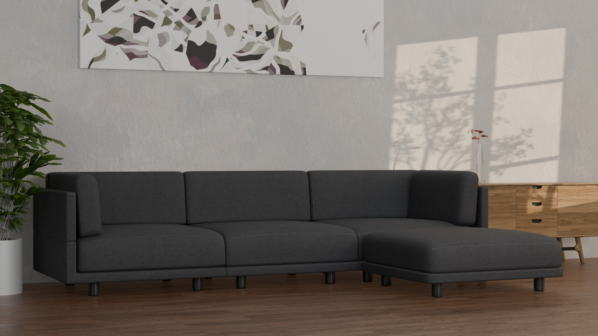 SOFA - L Shaped 4-seat Couch 3D model_7