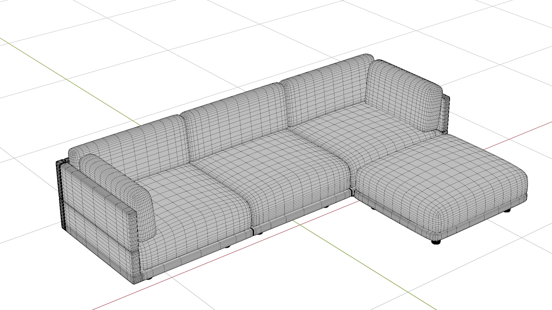 SOFA - L Shaped 4-seat Couch 3D model_10